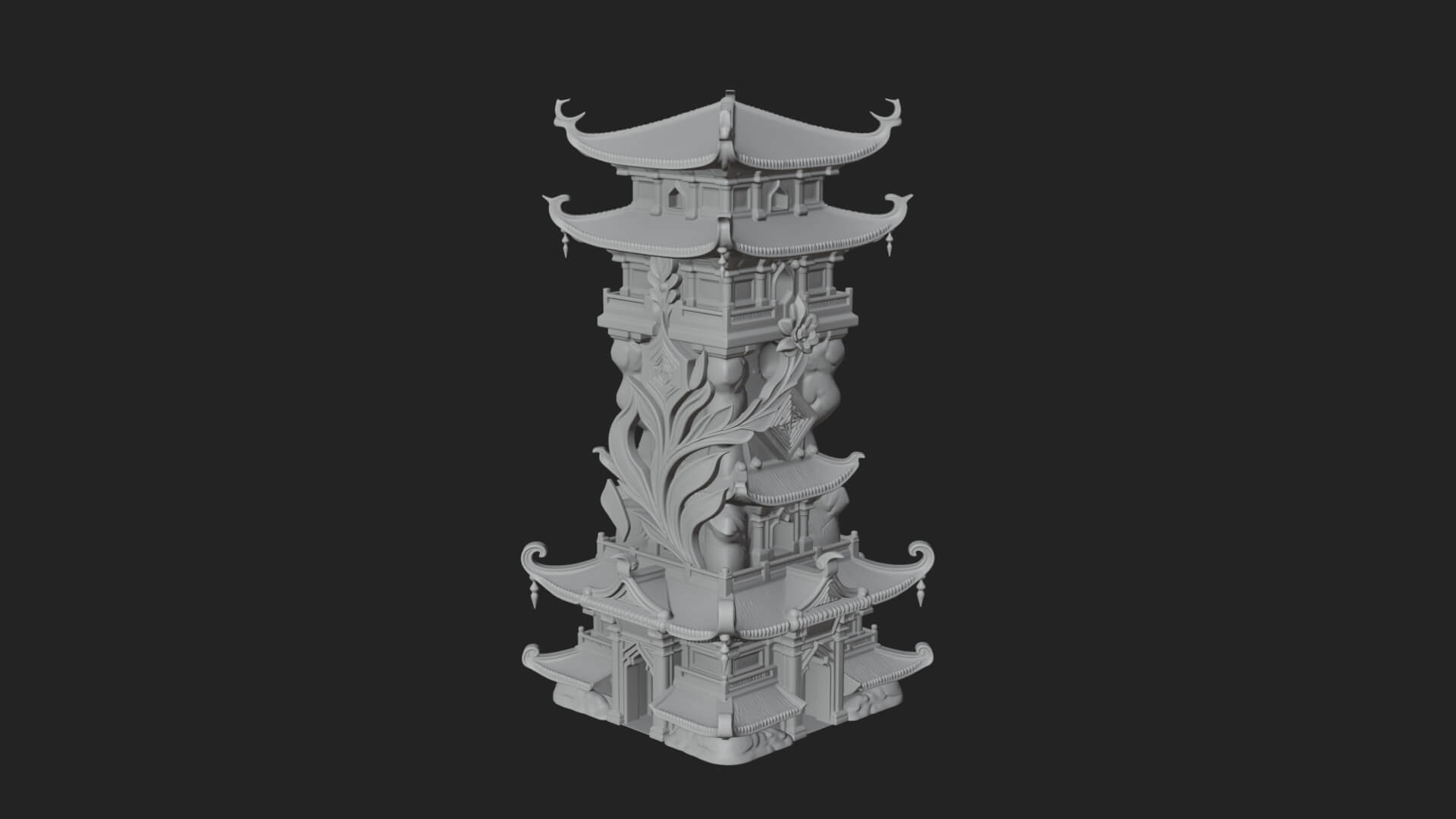 Tiered Pagoda Hall Temple Design 50 3D Print Model 3D Model