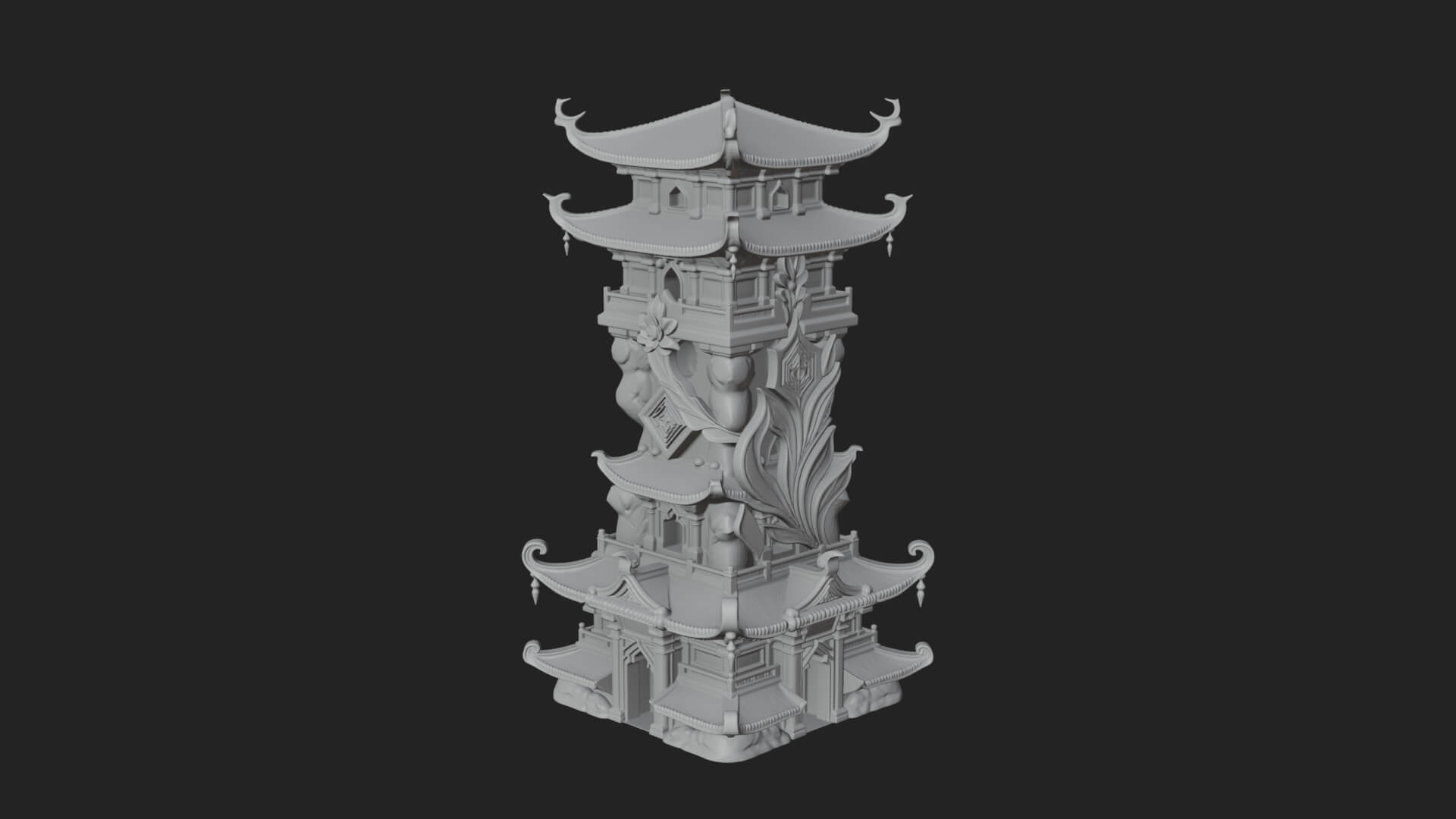 Tiered Pagoda Hall Temple Design 50 3D Print Model 3D Model