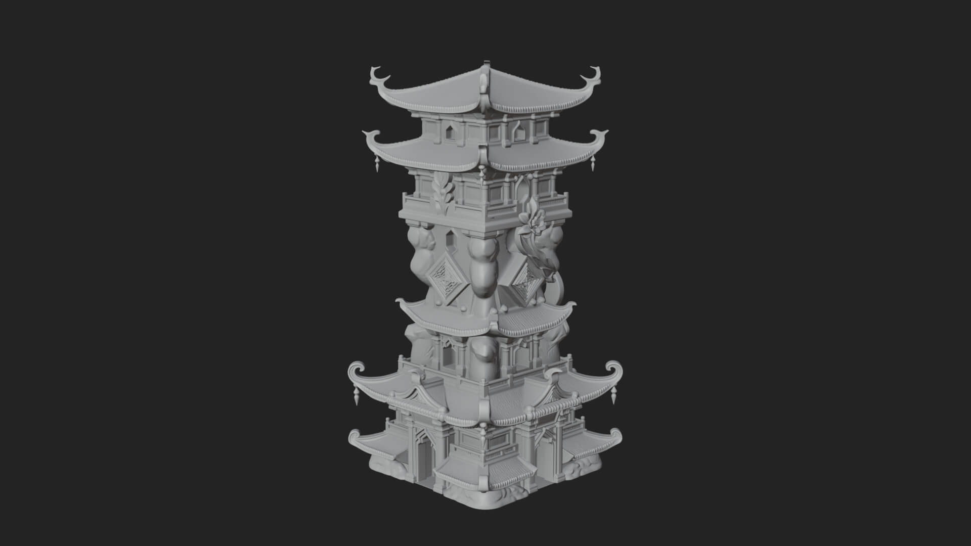Tiered Pagoda Hall Temple Design 50 3D Print Model 3D Model