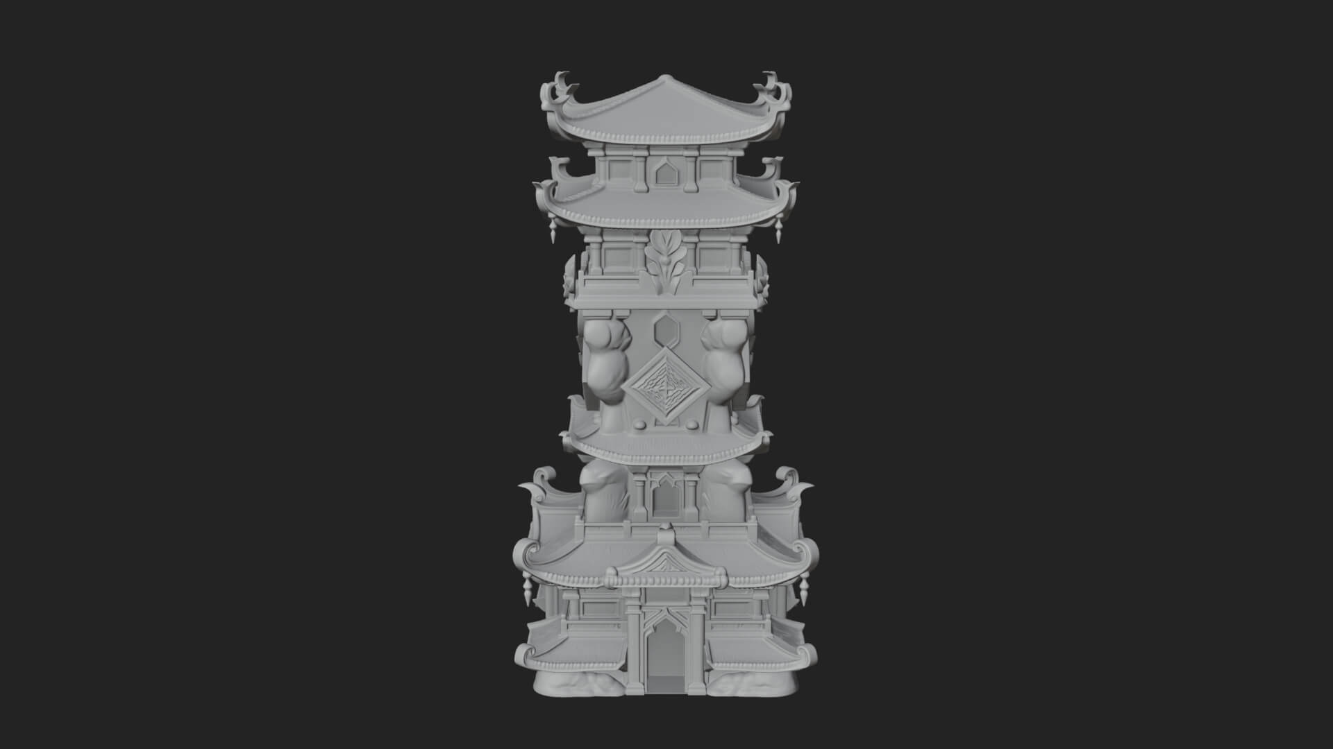 Tiered Pagoda Hall Temple Design 50 3D Print Model 3D Model