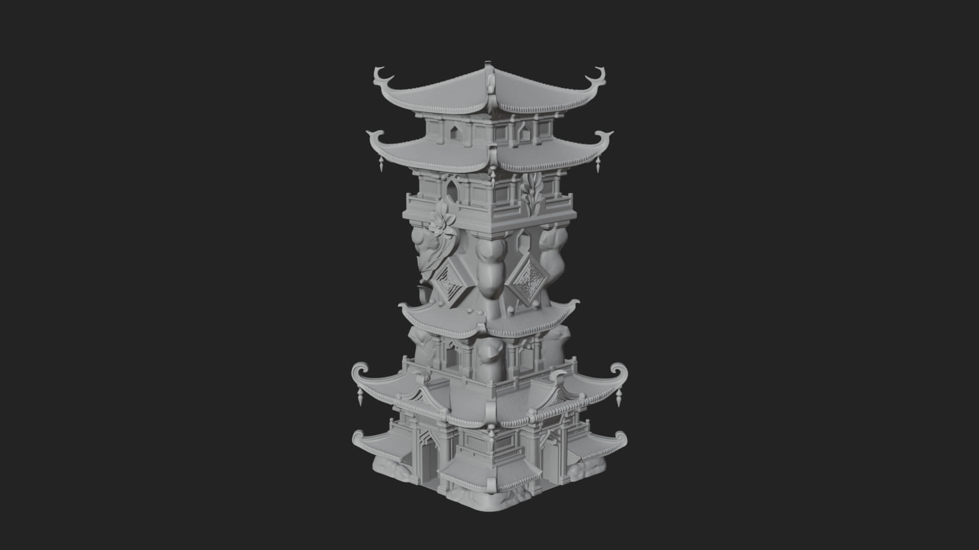 Tiered Pagoda Hall Temple Design 50 3D Print Model 3D Model
