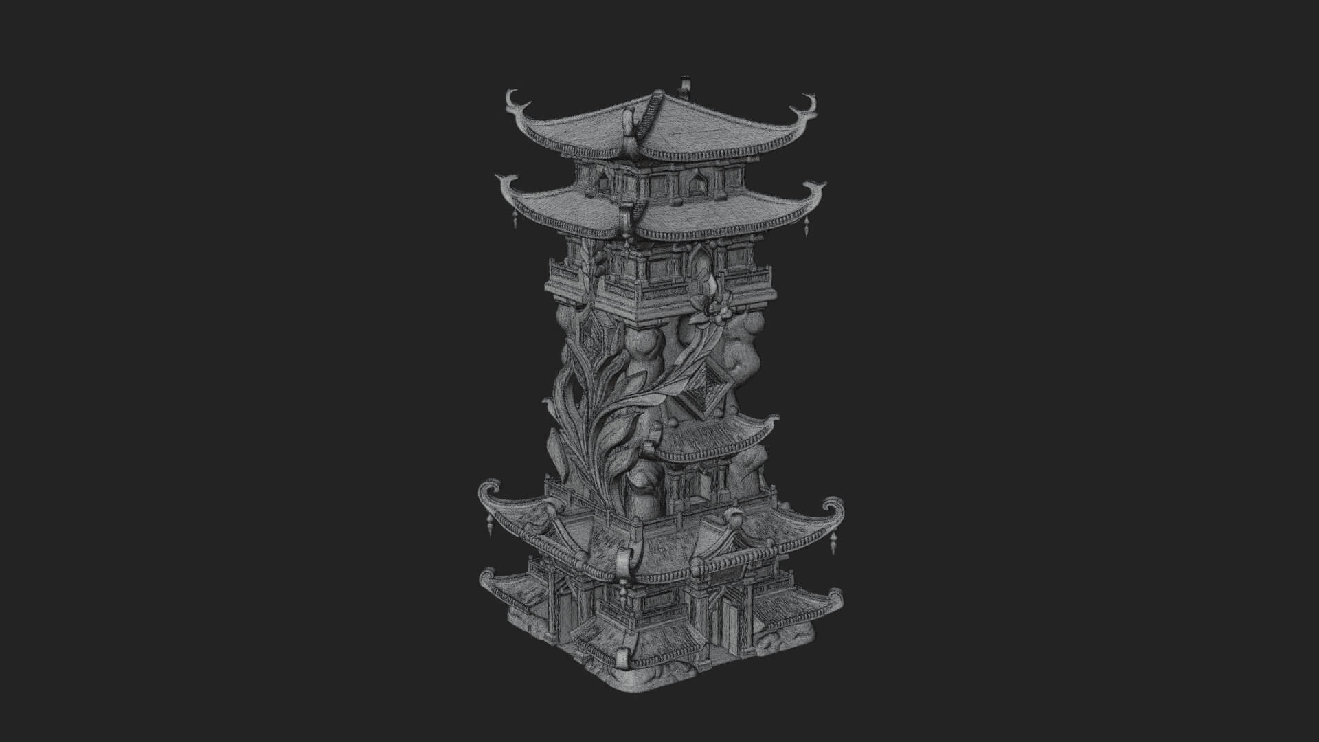 Tiered Pagoda Hall Temple Design 50 3D Print Model 3D Model