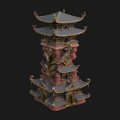 Tiered Pagoda Hall Temple Design 50 3D Print Model