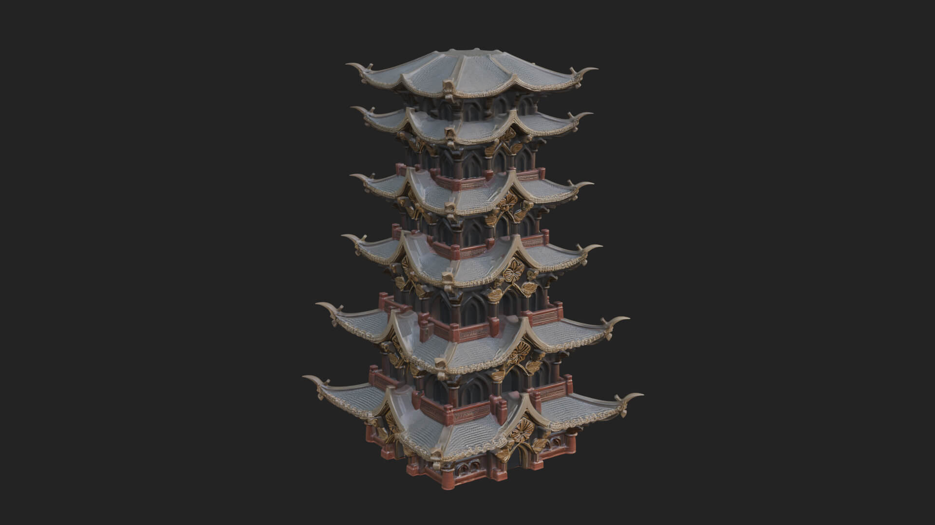 Tiered Pagoda Hall Temple Design 51 3D Print Model 3D Model