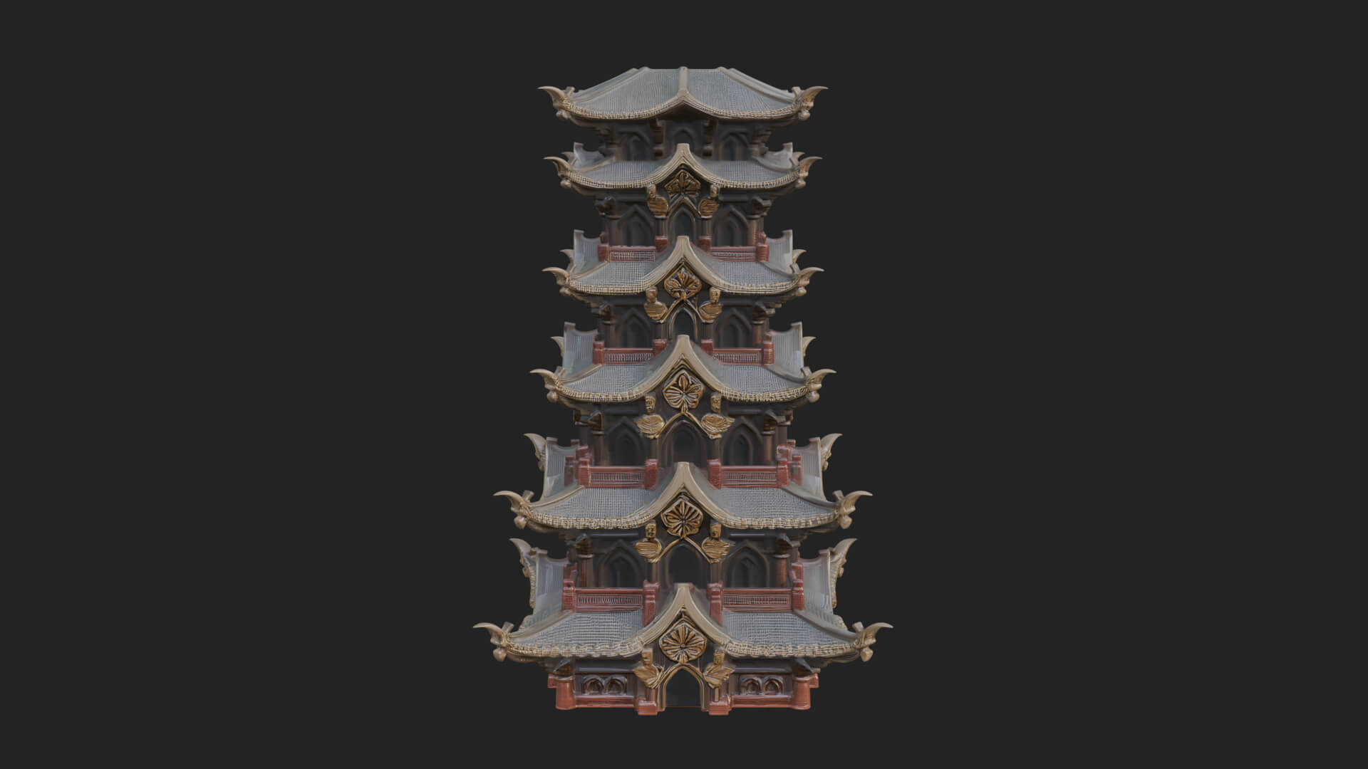Tiered Pagoda Hall Temple Design 51 3D Print Model 3D Model