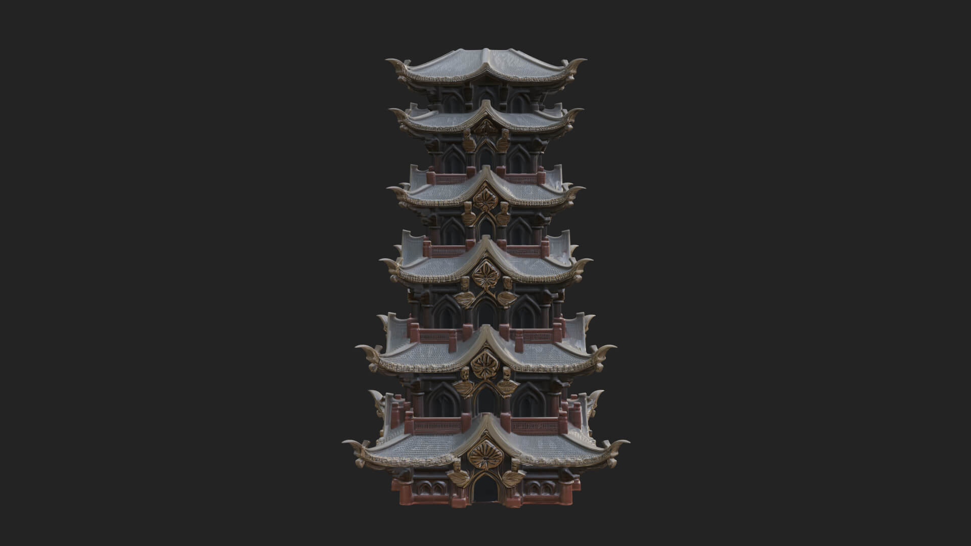 Tiered Pagoda Hall Temple Design 51 3D Print Model 3D Model