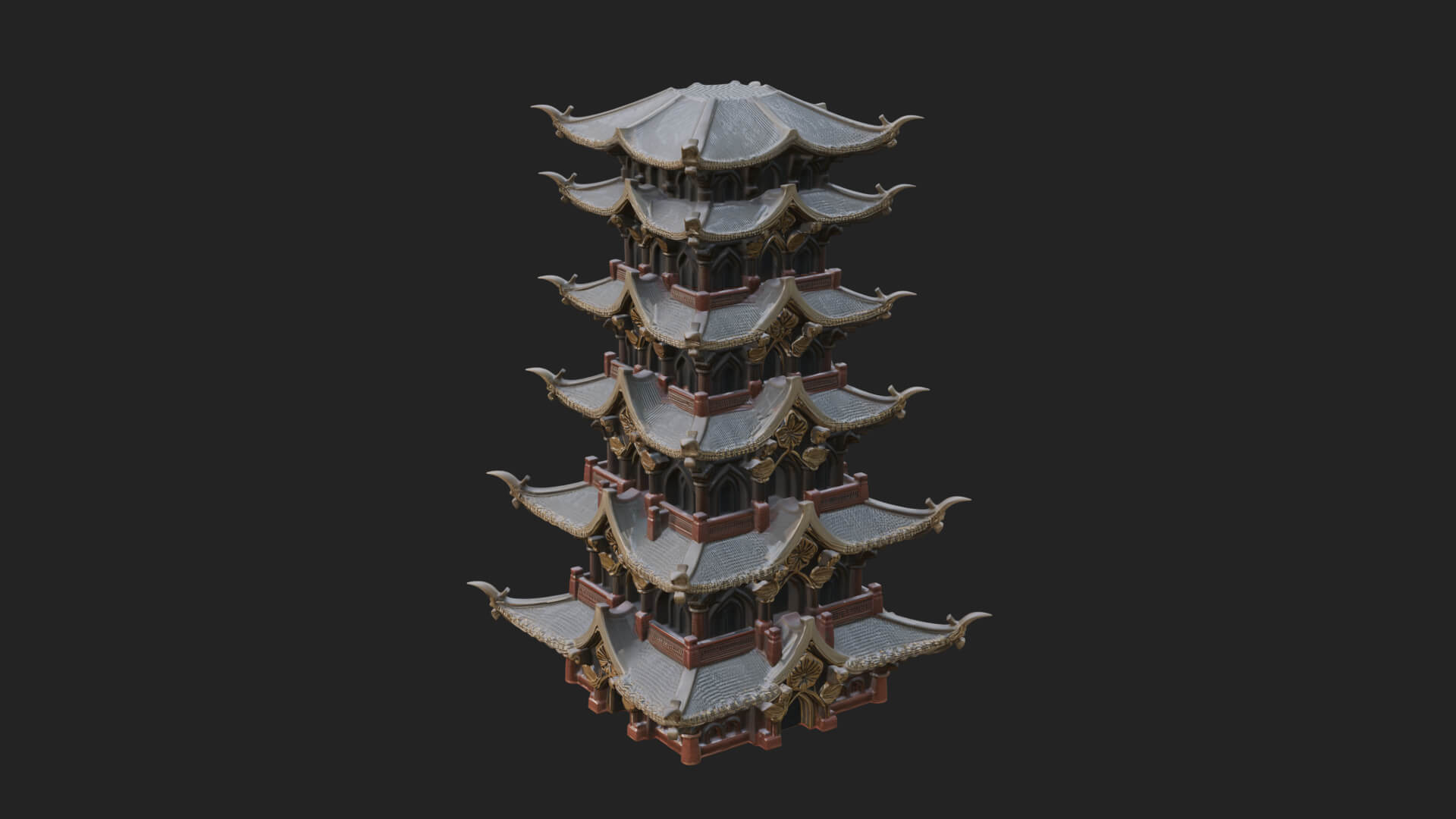 Tiered Pagoda Hall Temple Design 51 3D Print Model 3D Model