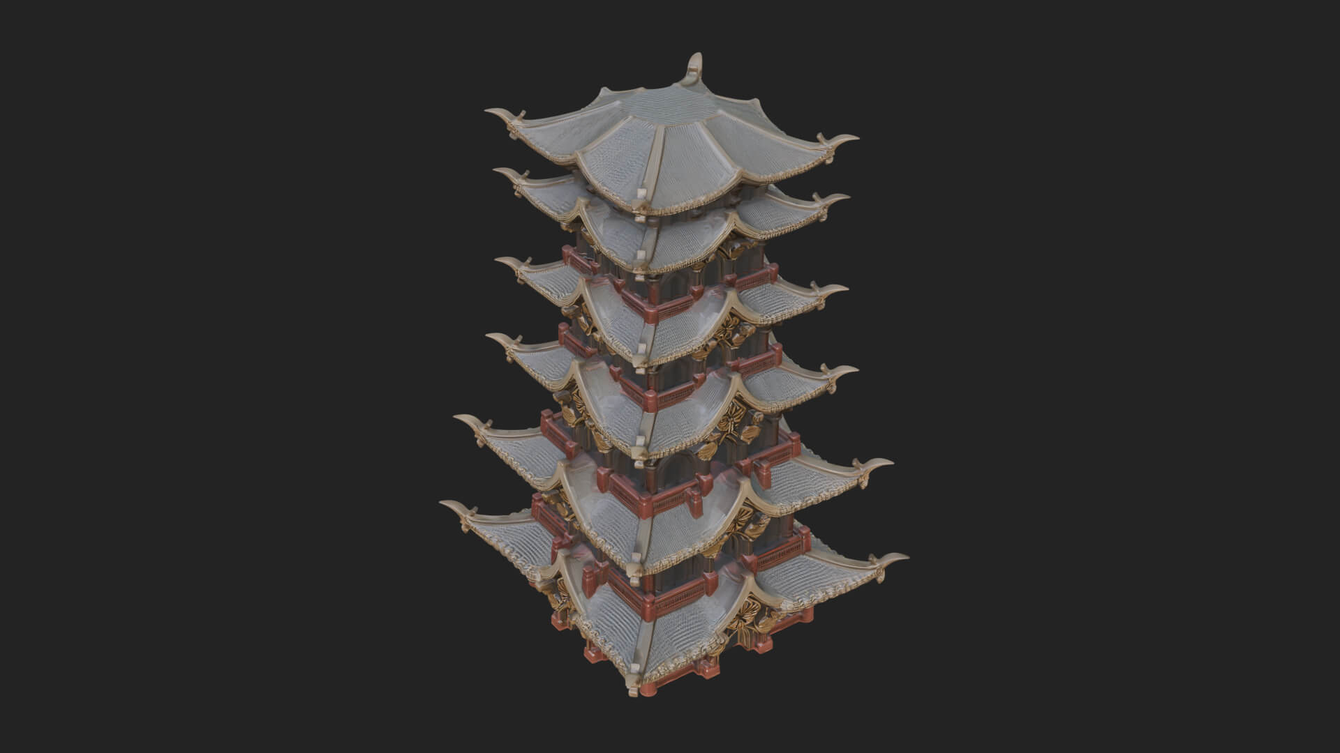 Tiered Pagoda Hall Temple Design 51 3D Print Model 3D Model