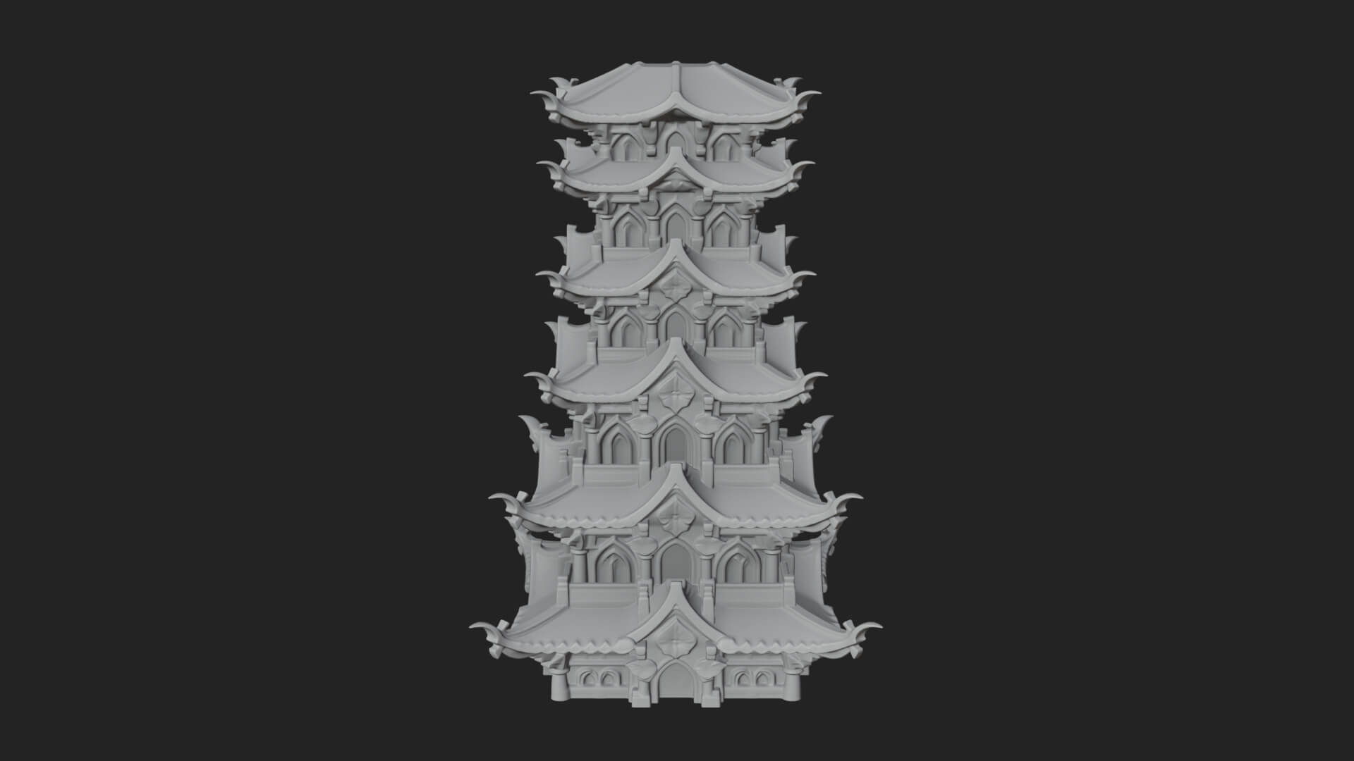 Tiered Pagoda Hall Temple Design 51 3D Print Model 3D Model