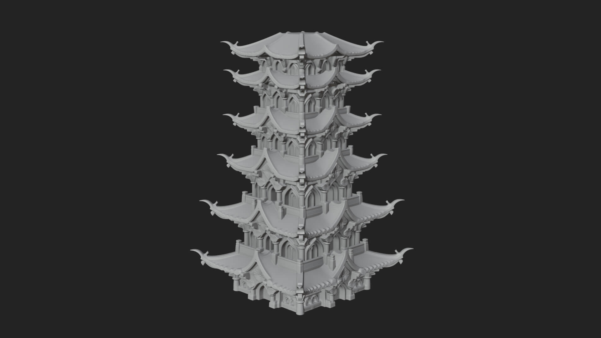 Tiered Pagoda Hall Temple Design 51 3D Print Model 3D Model