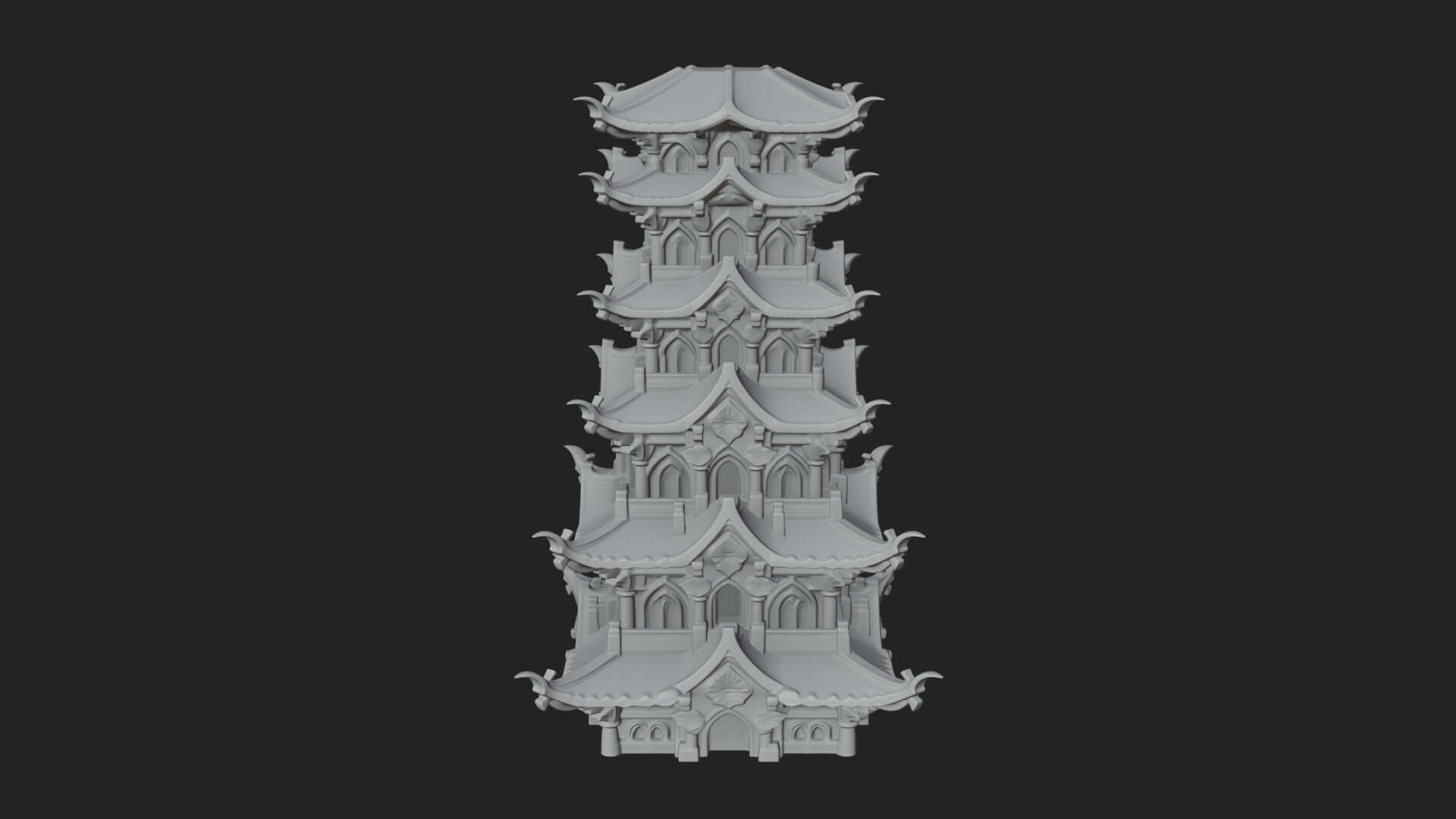 Tiered Pagoda Hall Temple Design 51 3D Print Model 3D Model