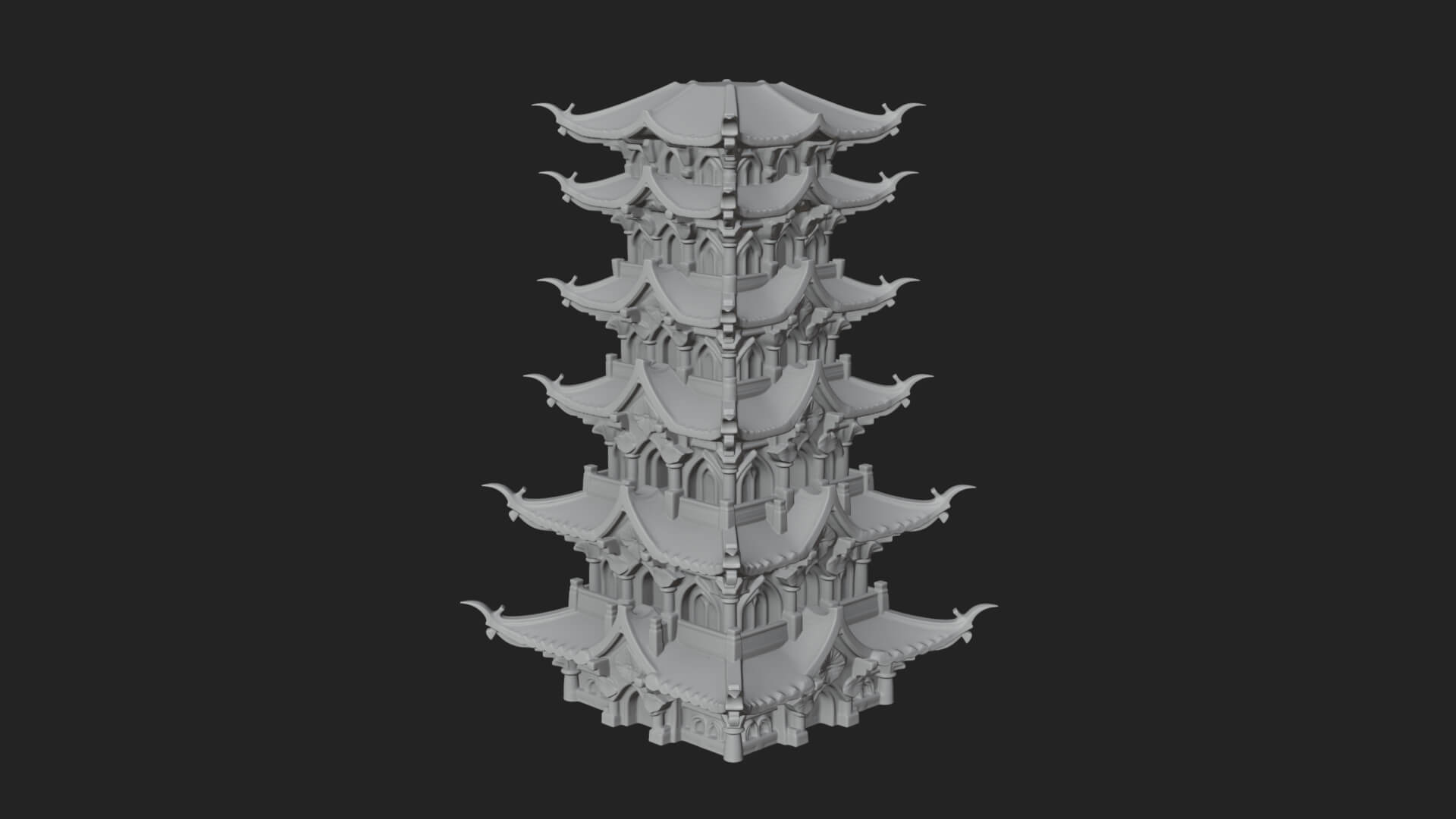 Tiered Pagoda Hall Temple Design 51 3D Print Model 3D Model