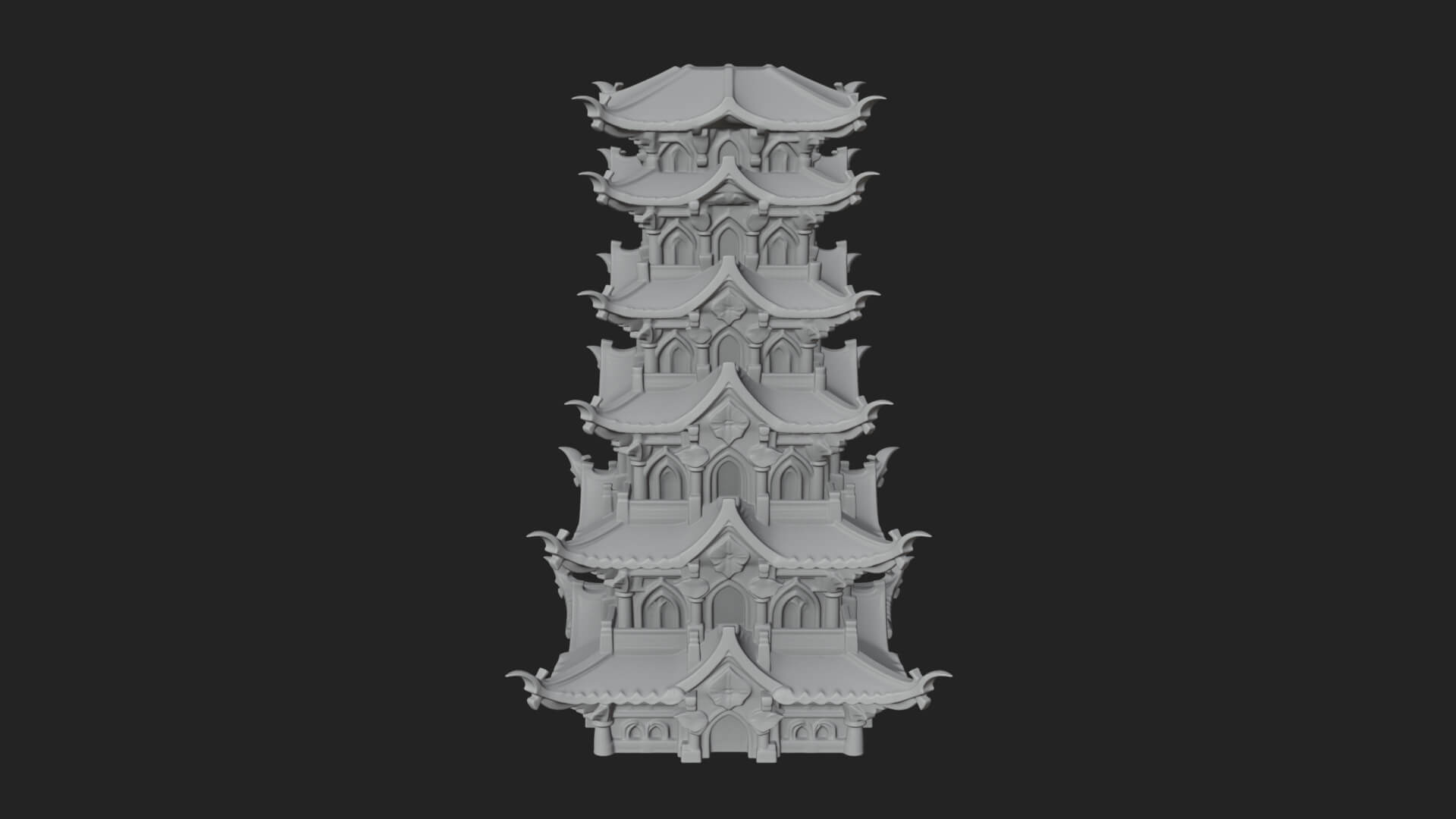 Tiered Pagoda Hall Temple Design 51 3D Print Model 3D Model