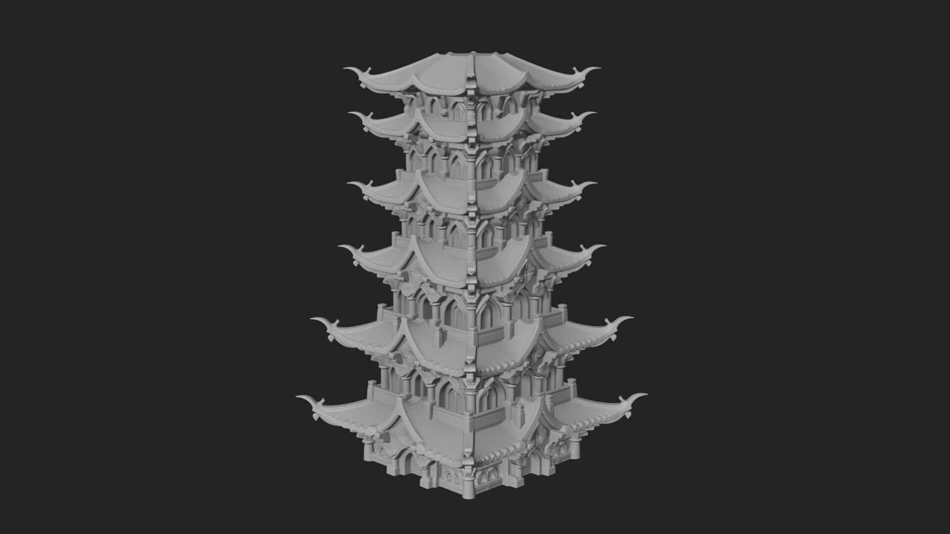 Tiered Pagoda Hall Temple Design 51 3D Print Model 3D Model