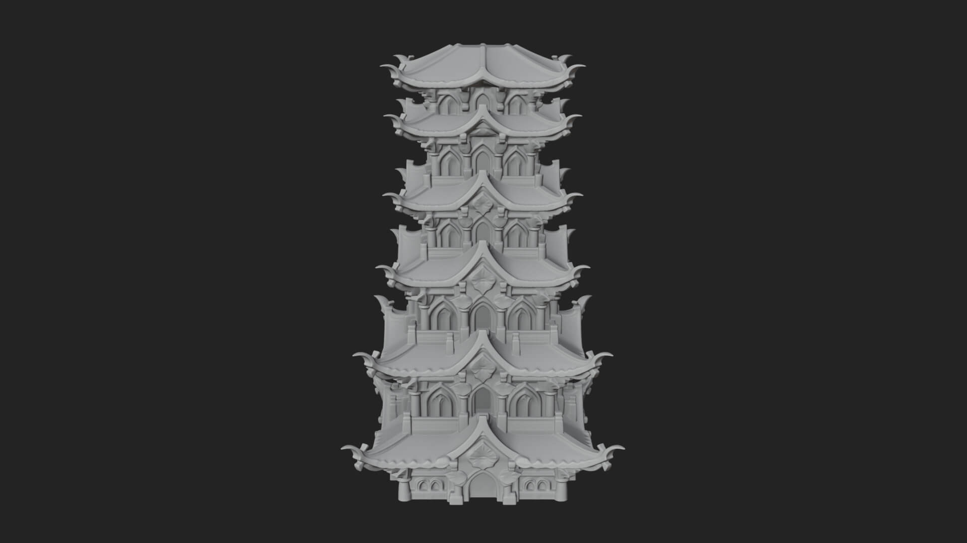 Tiered Pagoda Hall Temple Design 51 3D Print Model 3D Model