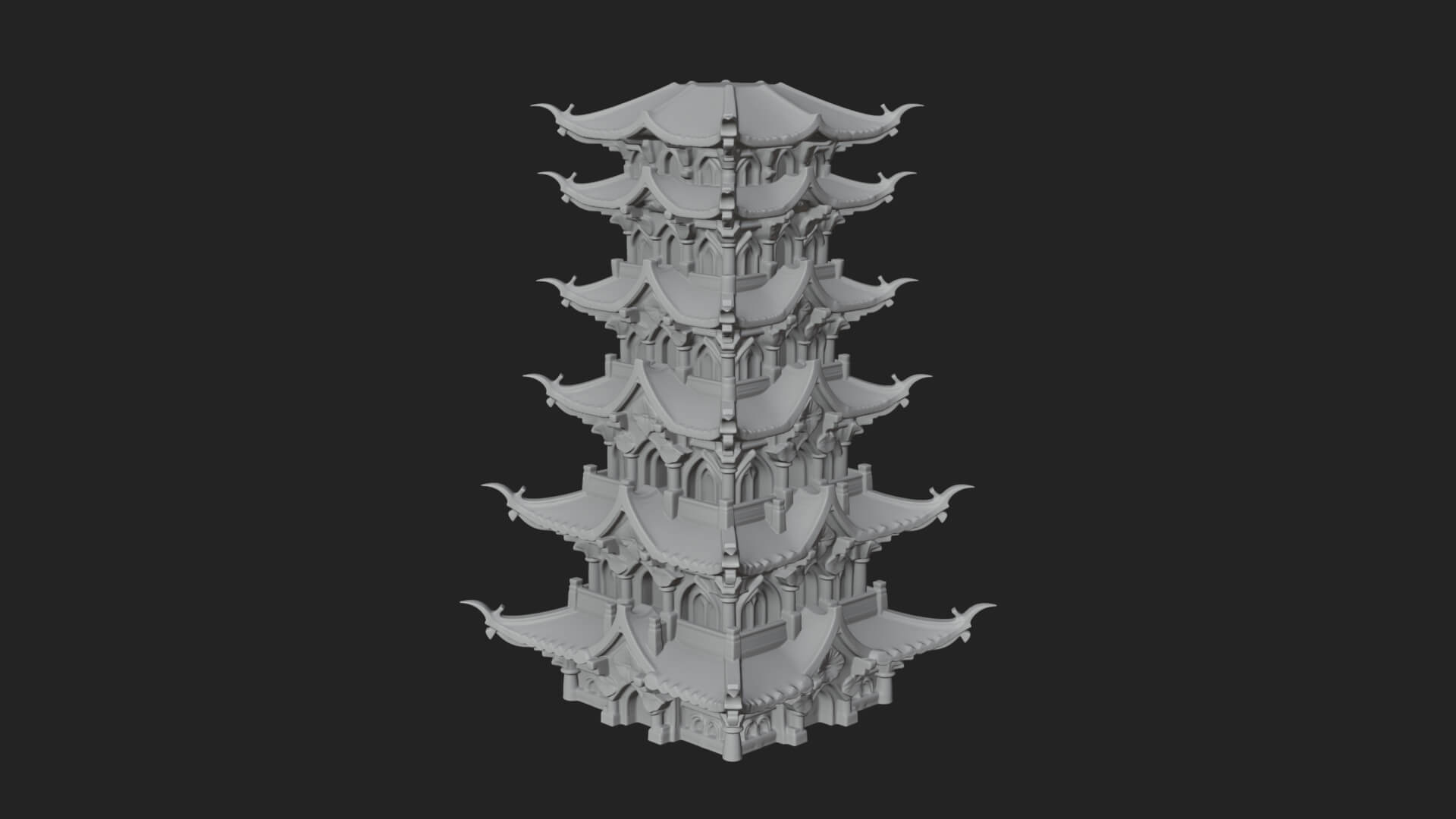 Tiered Pagoda Hall Temple Design 51 3D Print Model 3D Model