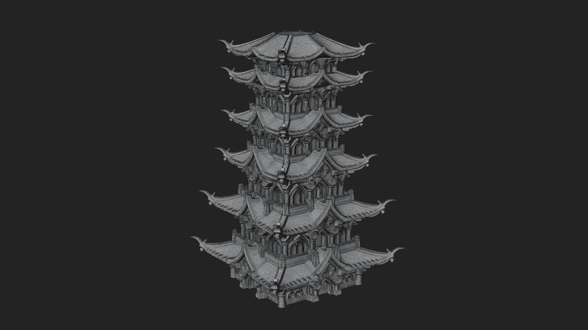 Tiered Pagoda Hall Temple Design 51 3D Print Model 3D Model
