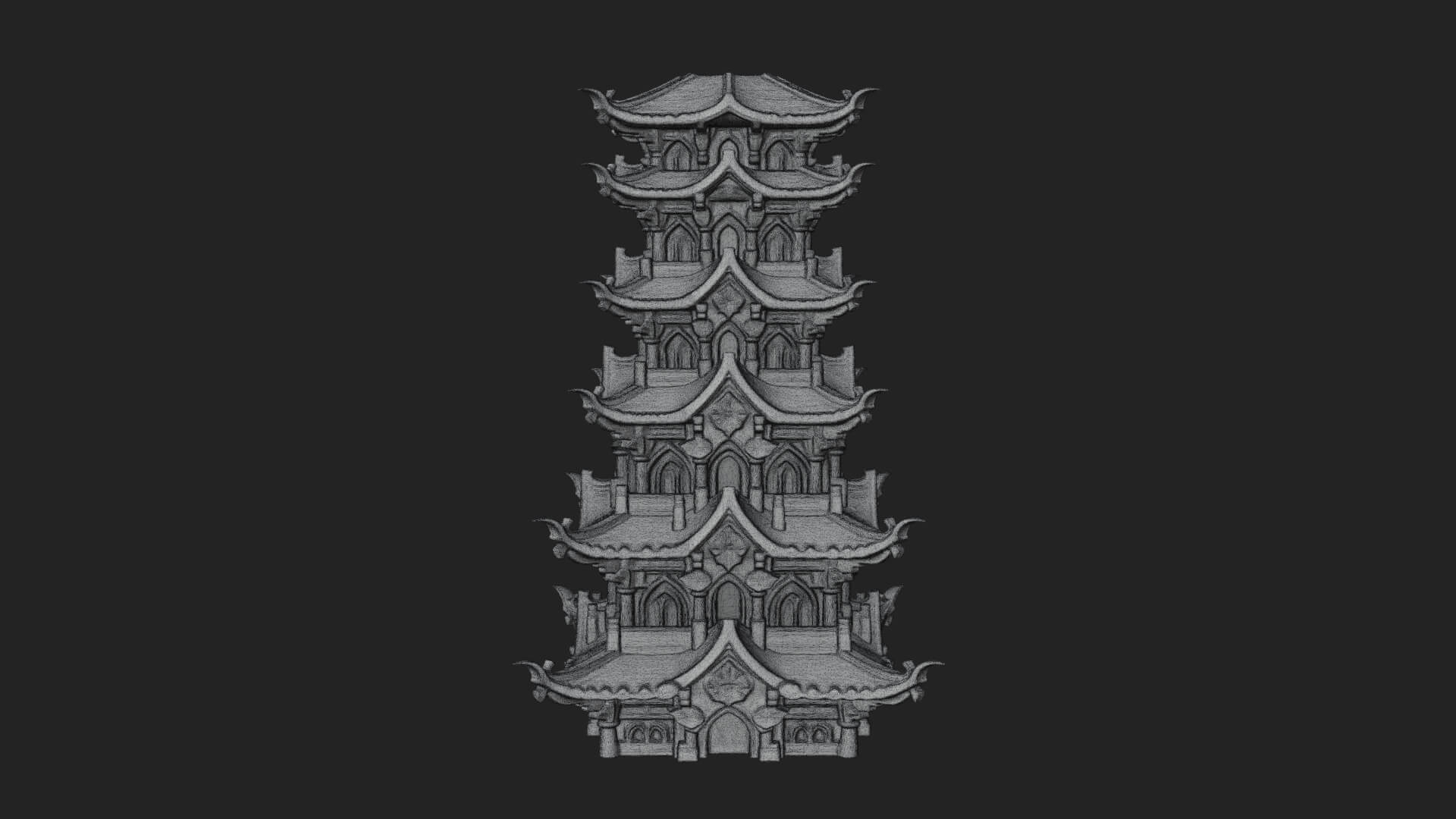 Tiered Pagoda Hall Temple Design 51 3D Print Model 3D Model