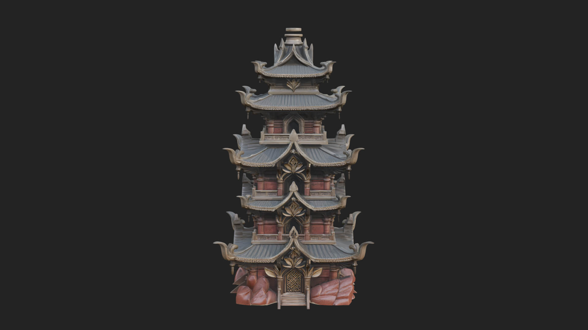 Tiered Pagoda Hall Temple Design 52 3D Print Model 3D Model