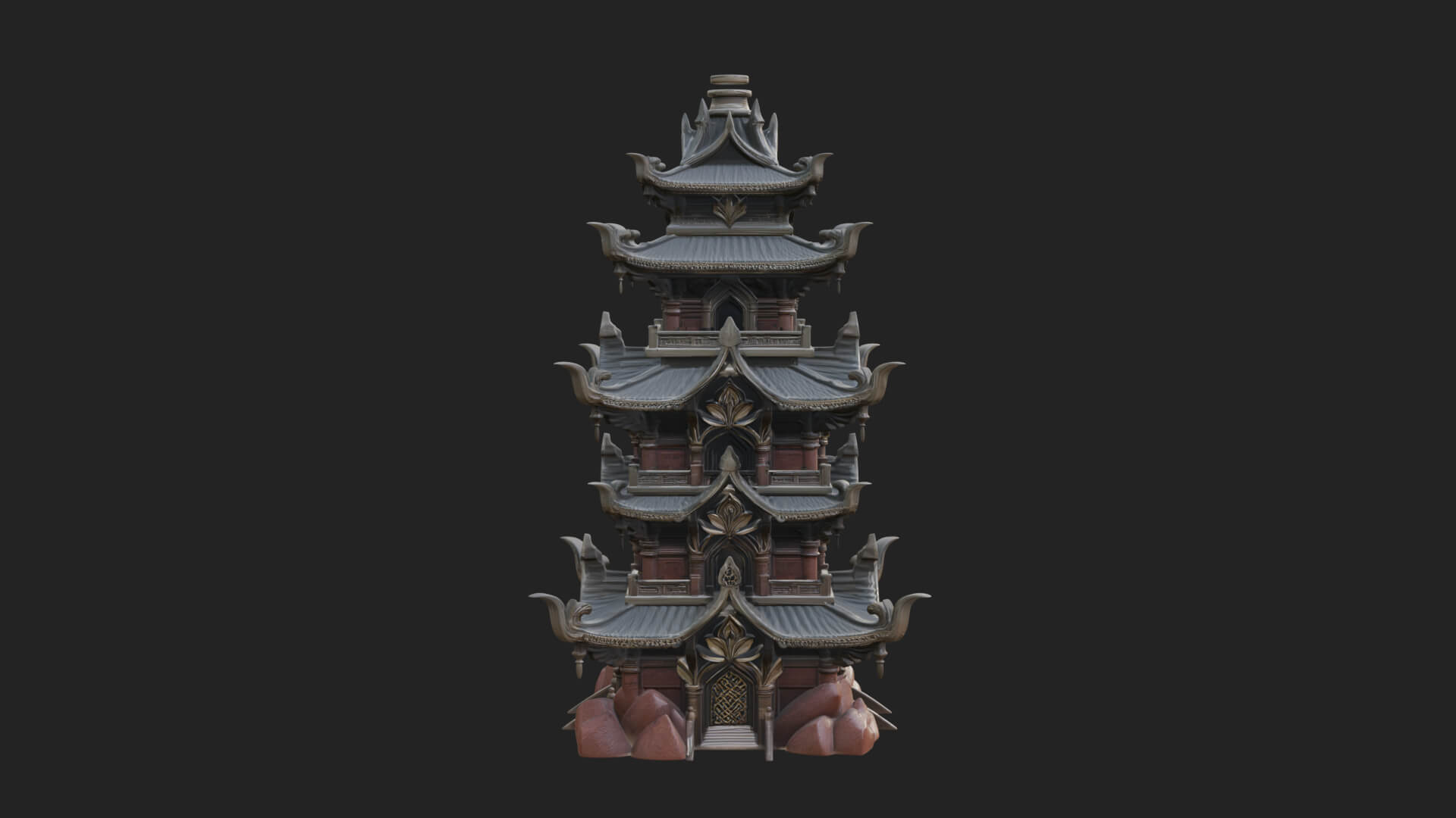 Tiered Pagoda Hall Temple Design 52 3D Print Model 3D Model