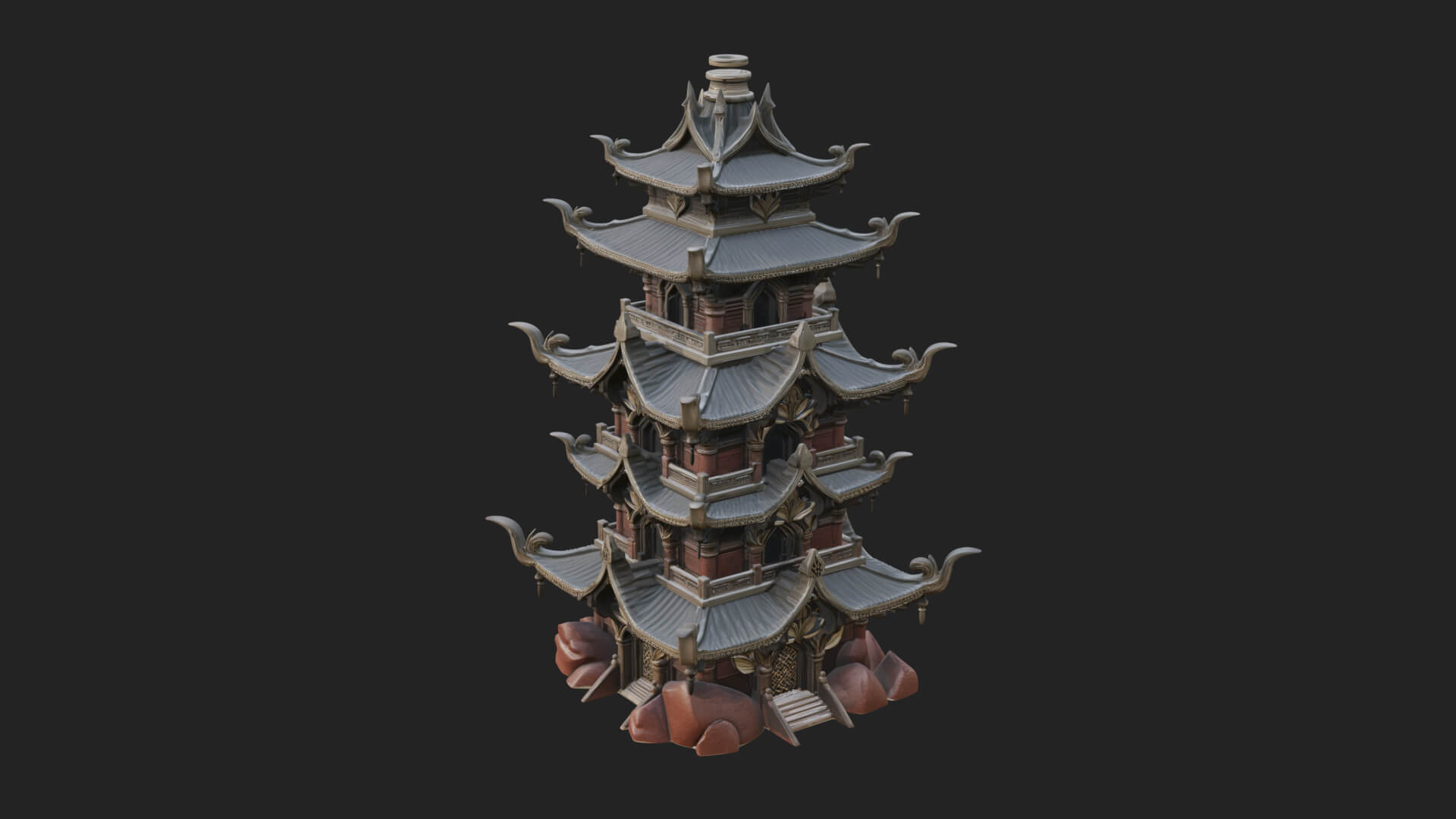 Tiered Pagoda Hall Temple Design 52 3D Print Model 3D Model