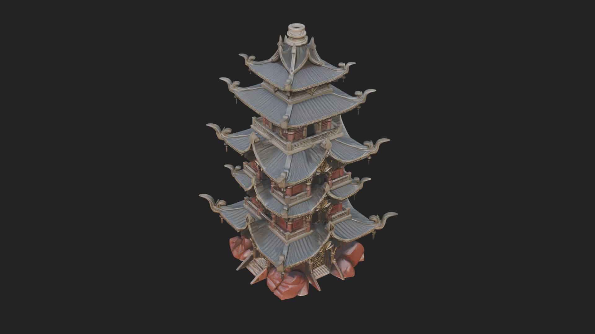 Tiered Pagoda Hall Temple Design 52 3D Print Model 3D Model