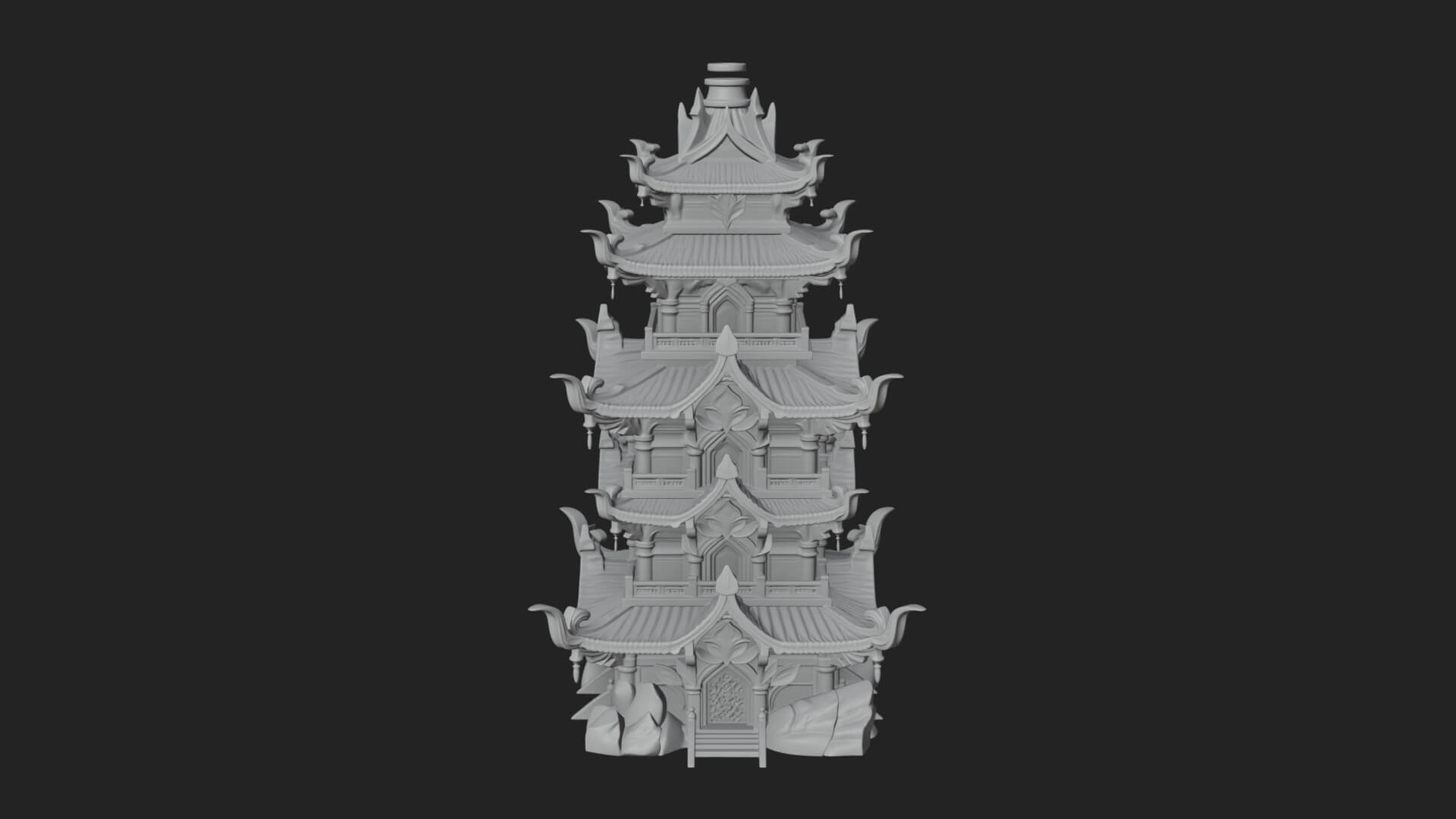 Tiered Pagoda Hall Temple Design 52 3D Print Model 3D Model