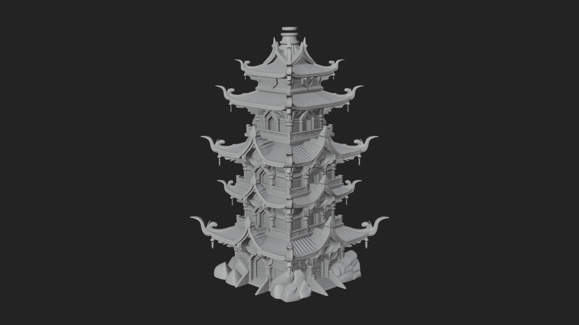 Tiered Pagoda Hall Temple Design 52 3D Print Model 3D Model