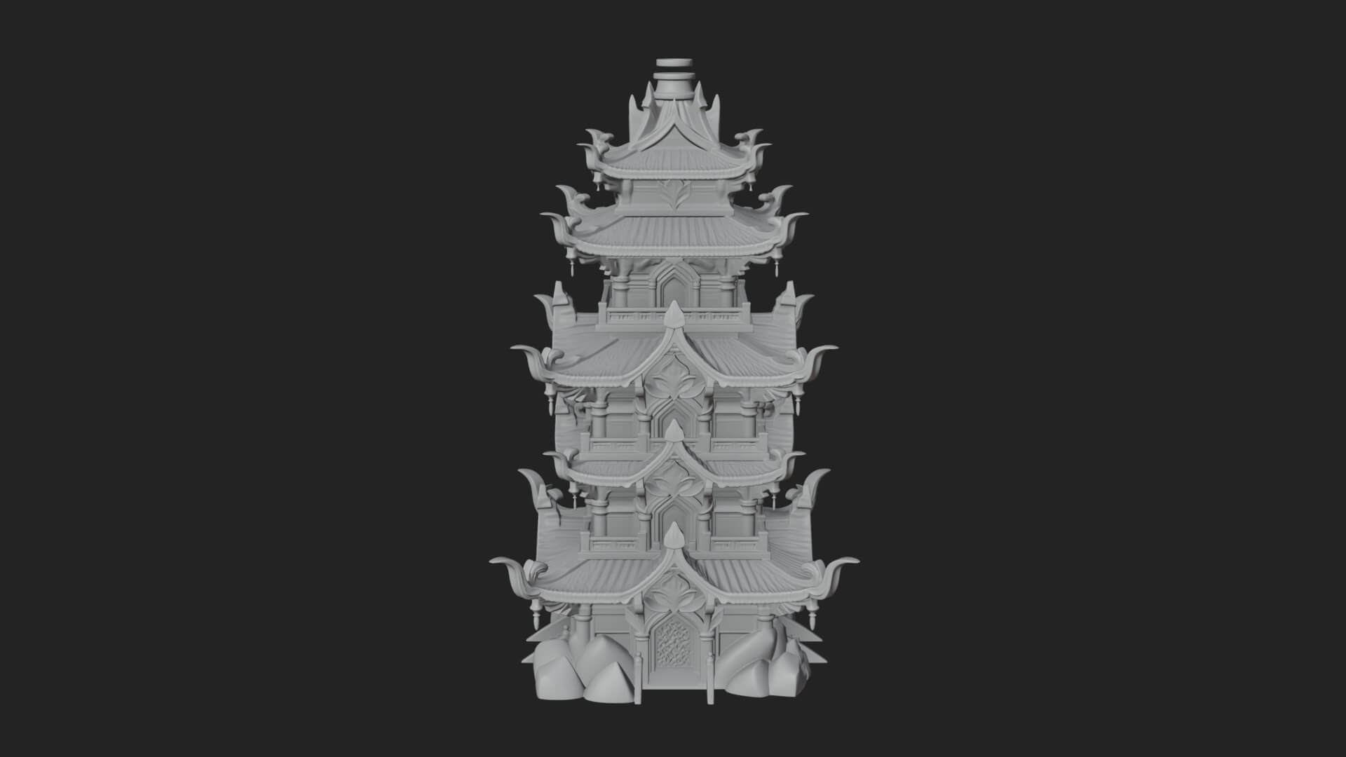 Tiered Pagoda Hall Temple Design 52 3D Print Model 3D Model