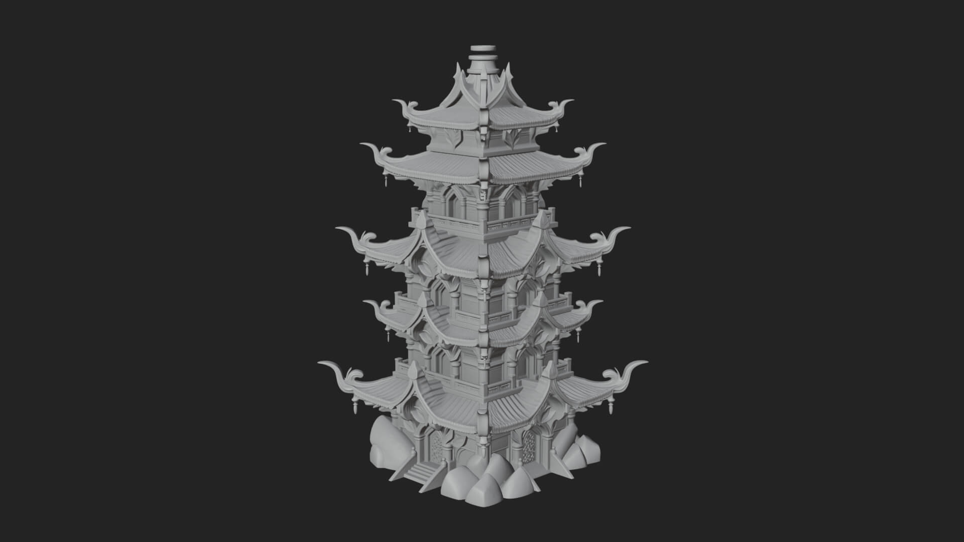Tiered Pagoda Hall Temple Design 52 3D Print Model 3D Model