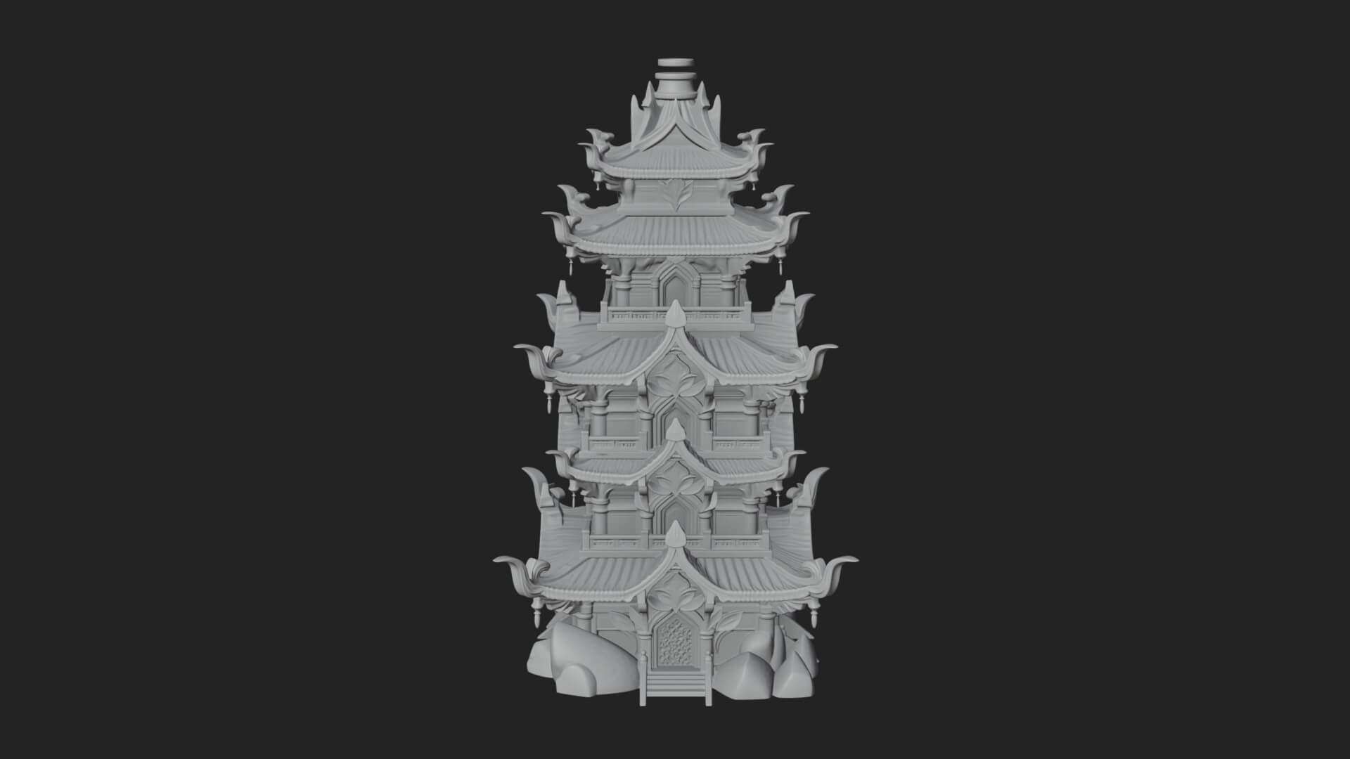 Tiered Pagoda Hall Temple Design 52 3D Print Model 3D Model