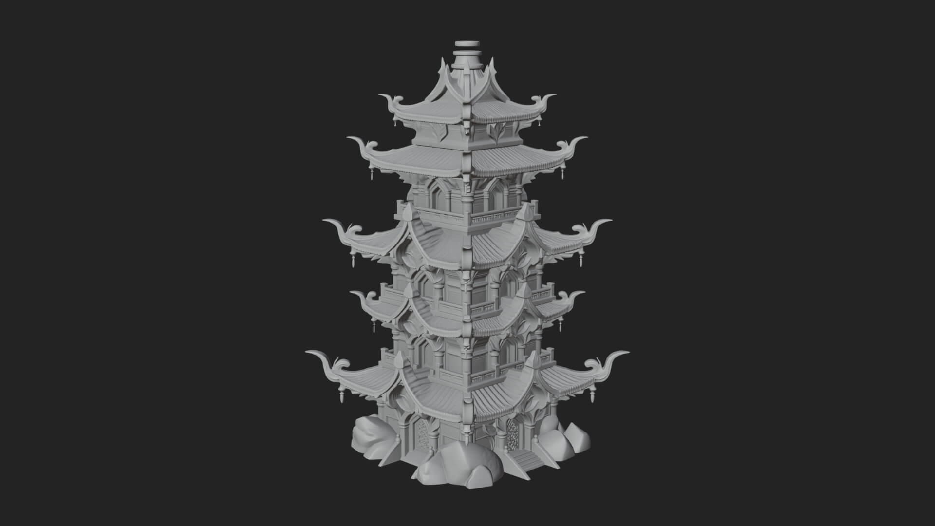 Tiered Pagoda Hall Temple Design 52 3D Print Model 3D Model