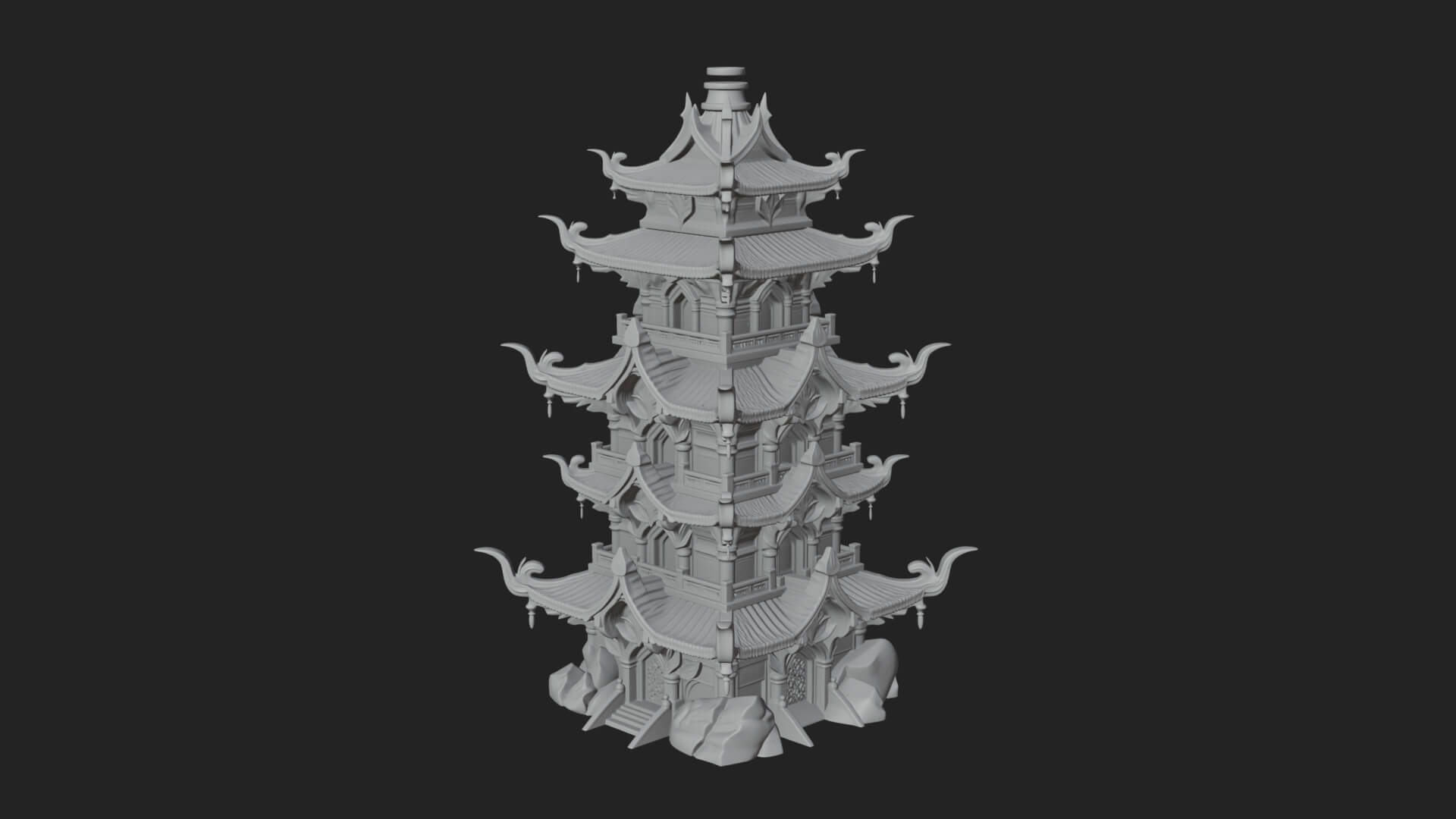 Tiered Pagoda Hall Temple Design 52 3D Print Model 3D Model