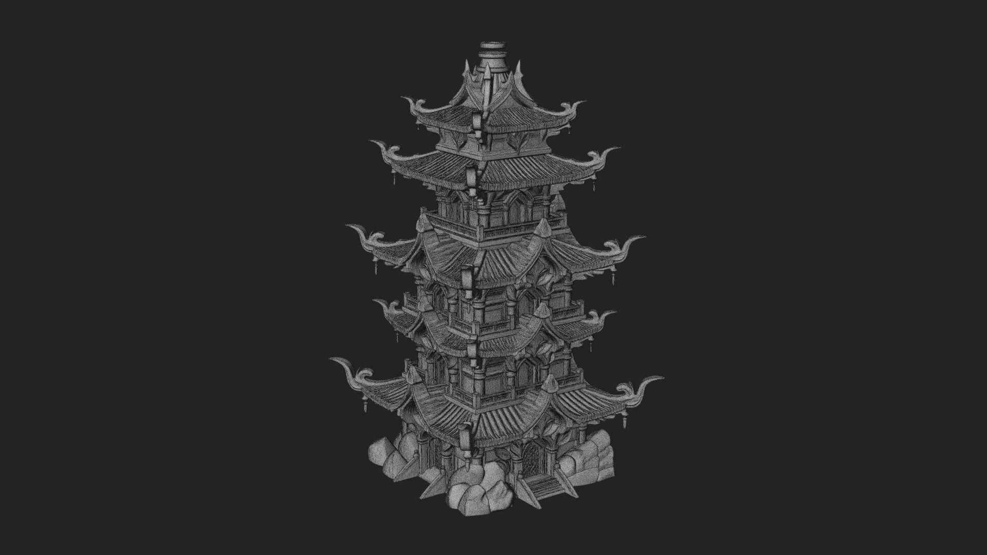 Tiered Pagoda Hall Temple Design 52 3D Print Model 3D Model