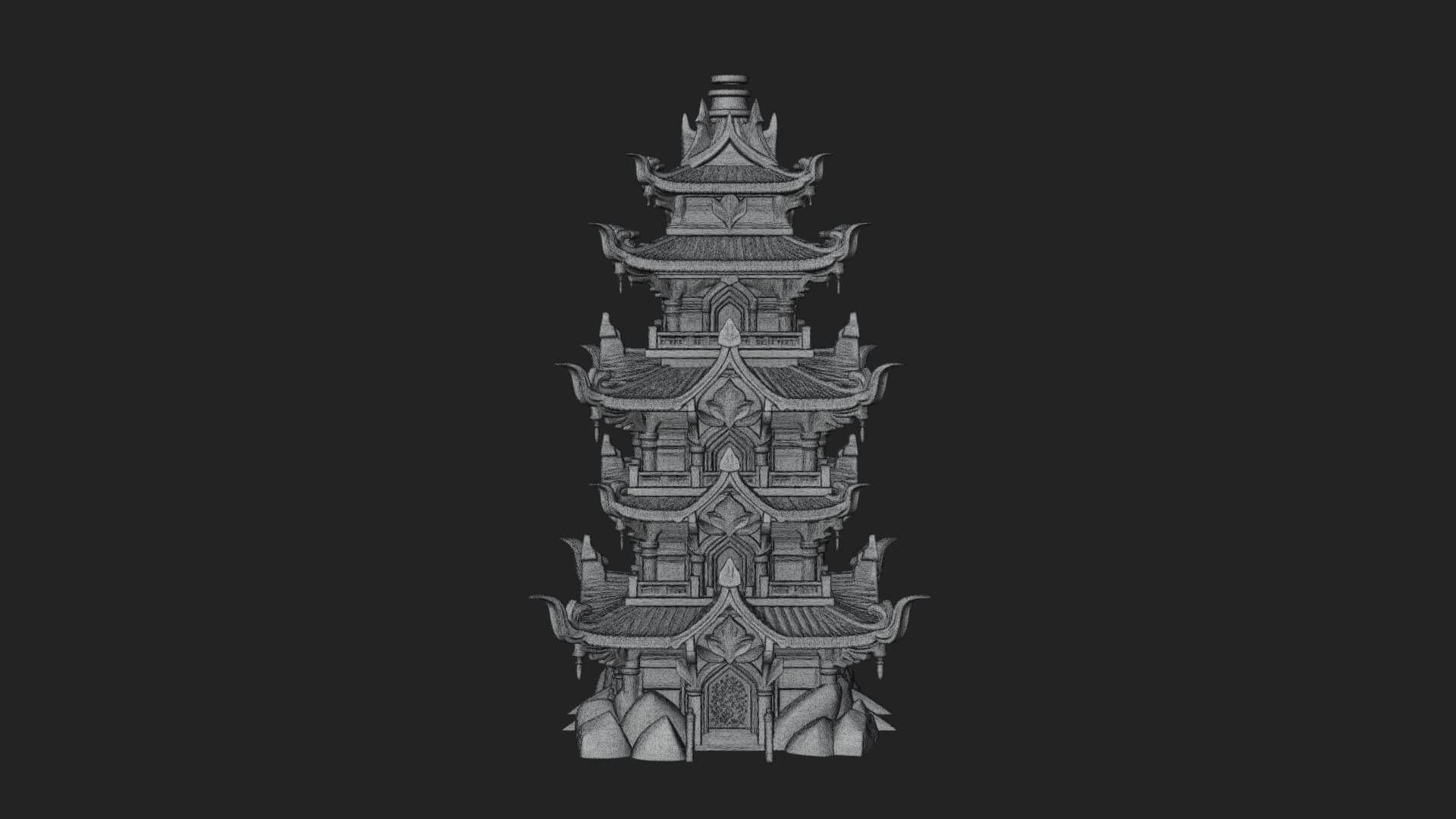 Tiered Pagoda Hall Temple Design 52 3D Print Model 3D Model
