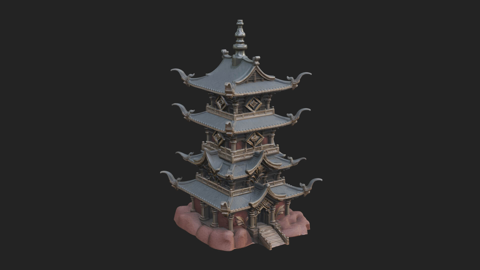 Tiered Pagoda Hall Temple Design 53 3D Print Model 3D Model