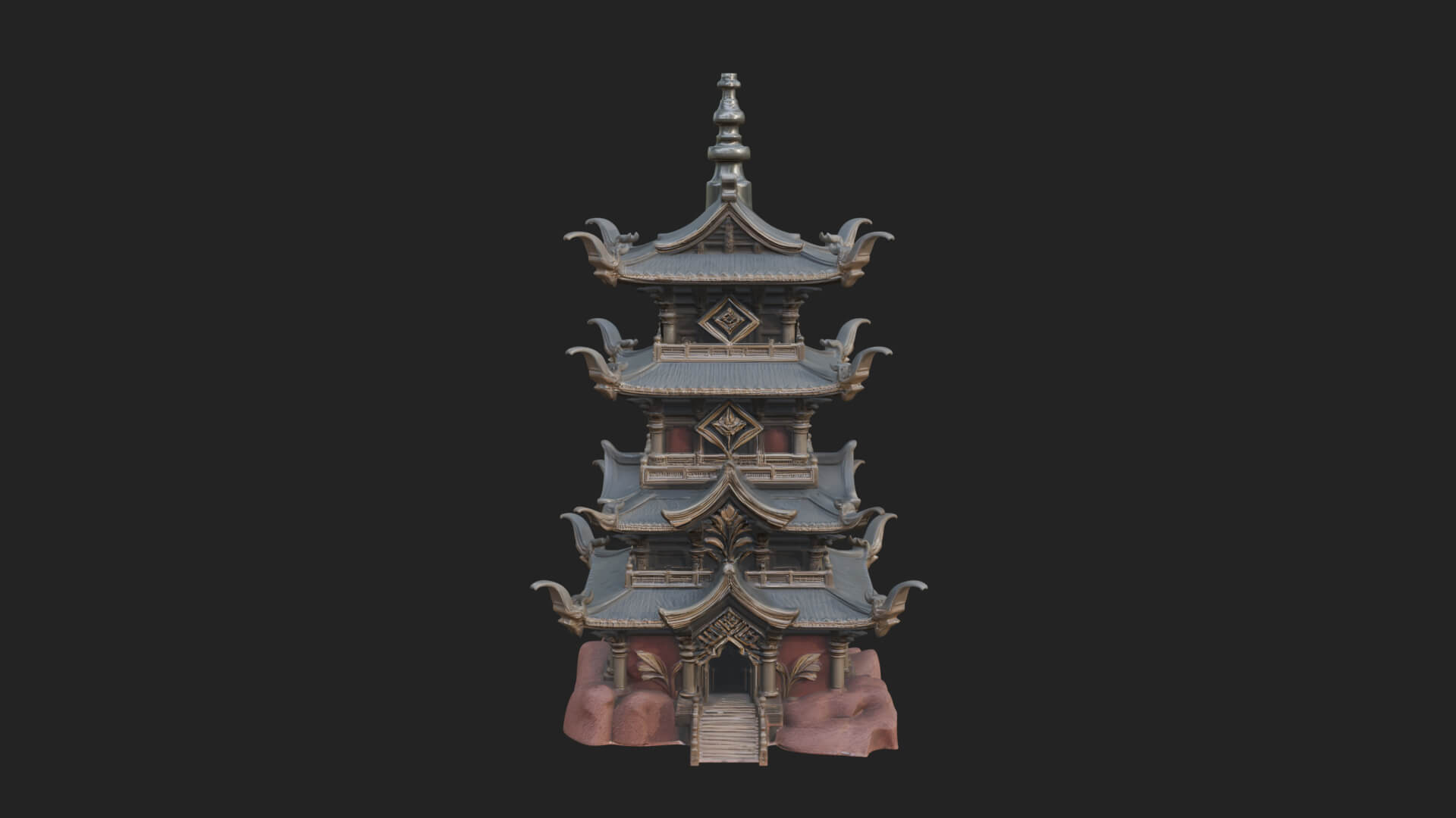 Tiered Pagoda Hall Temple Design 53 3D Print Model 3D Model