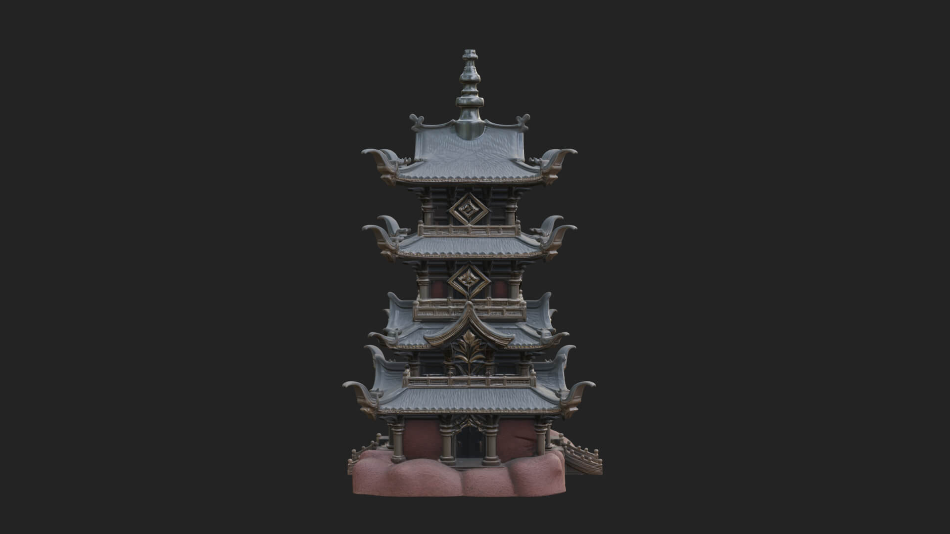 Tiered Pagoda Hall Temple Design 53 3D Print Model 3D Model