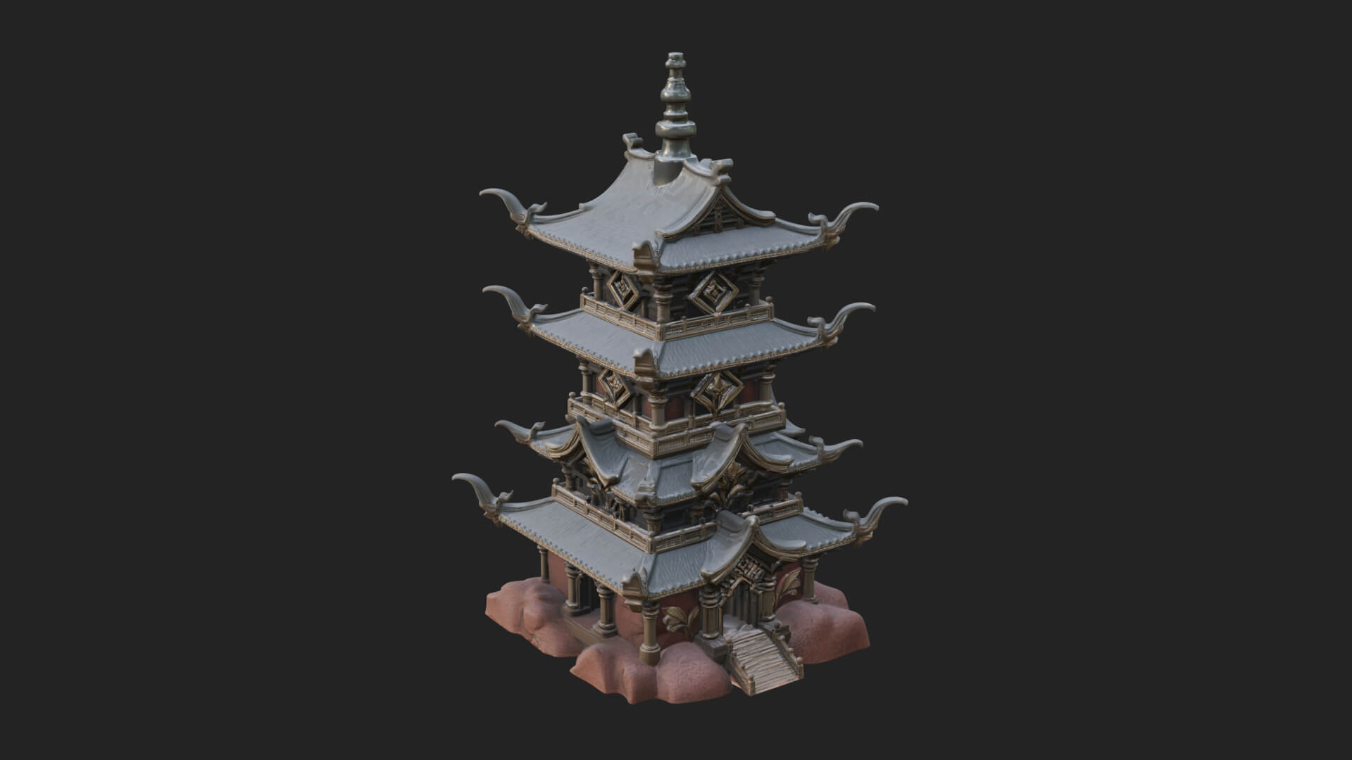 Tiered Pagoda Hall Temple Design 53 3D Print Model 3D Model