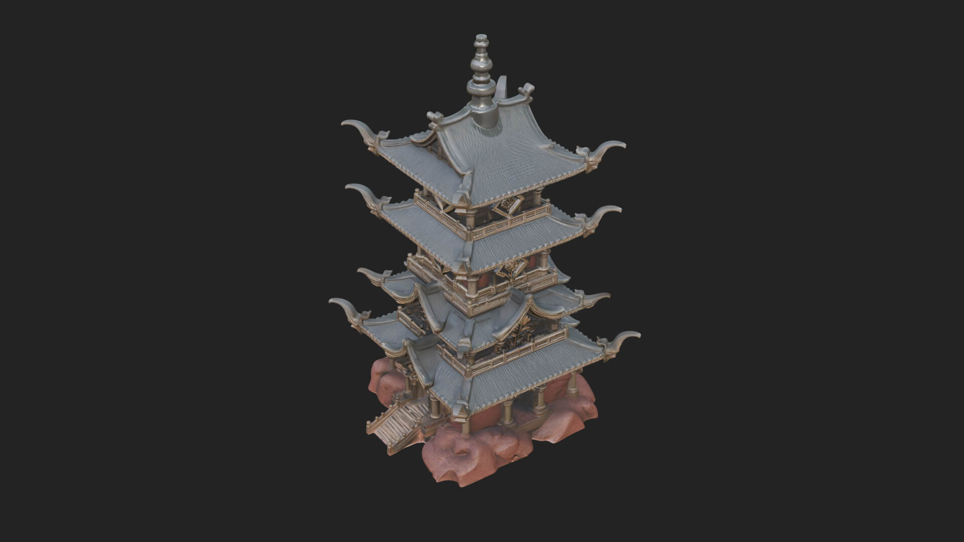 Tiered Pagoda Hall Temple Design 53 3D Print Model 3D Model