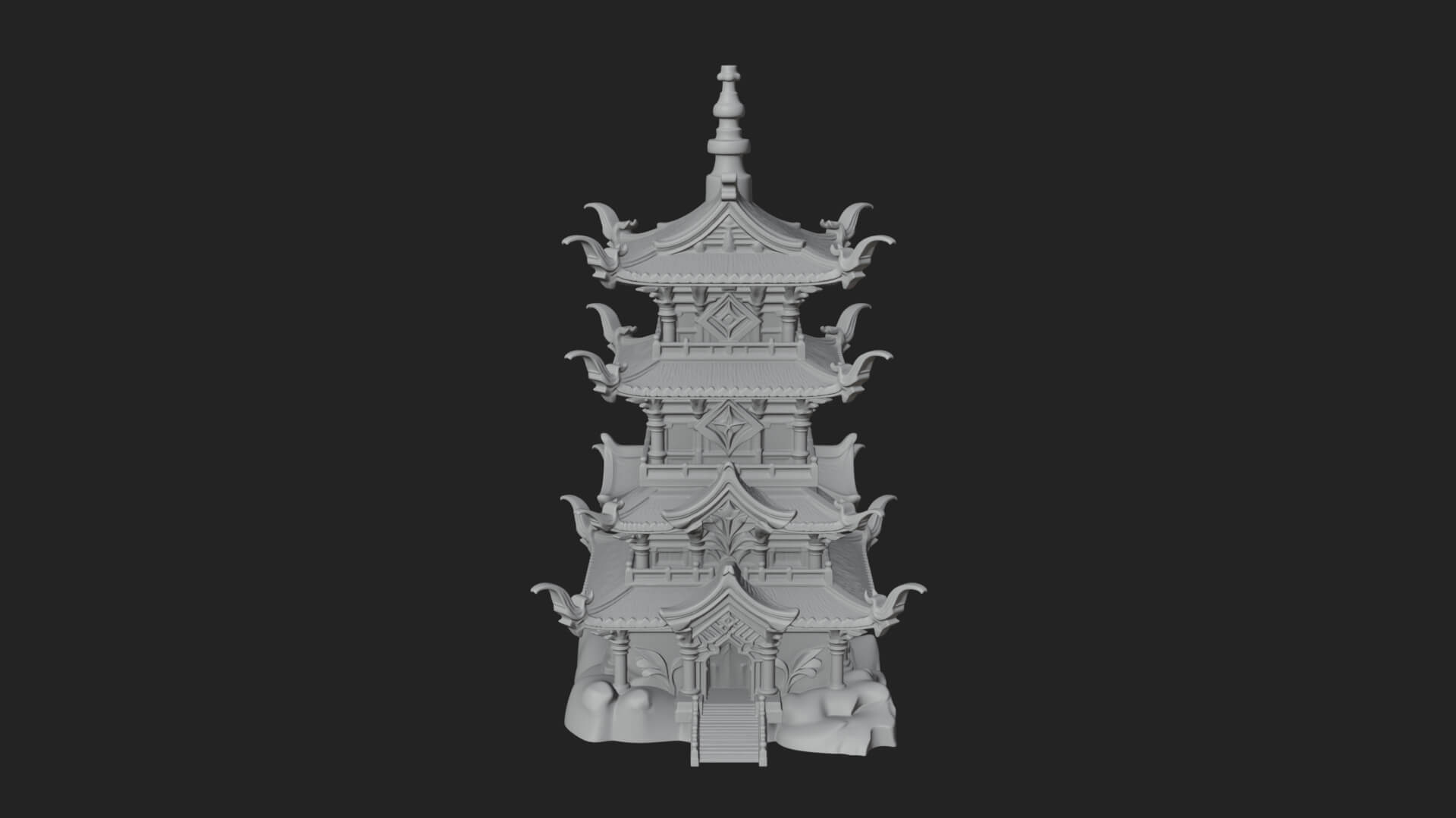 Tiered Pagoda Hall Temple Design 53 3D Print Model 3D Model