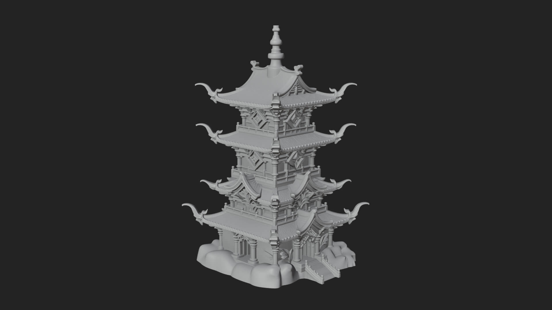 Tiered Pagoda Hall Temple Design 53 3D Print Model 3D Model