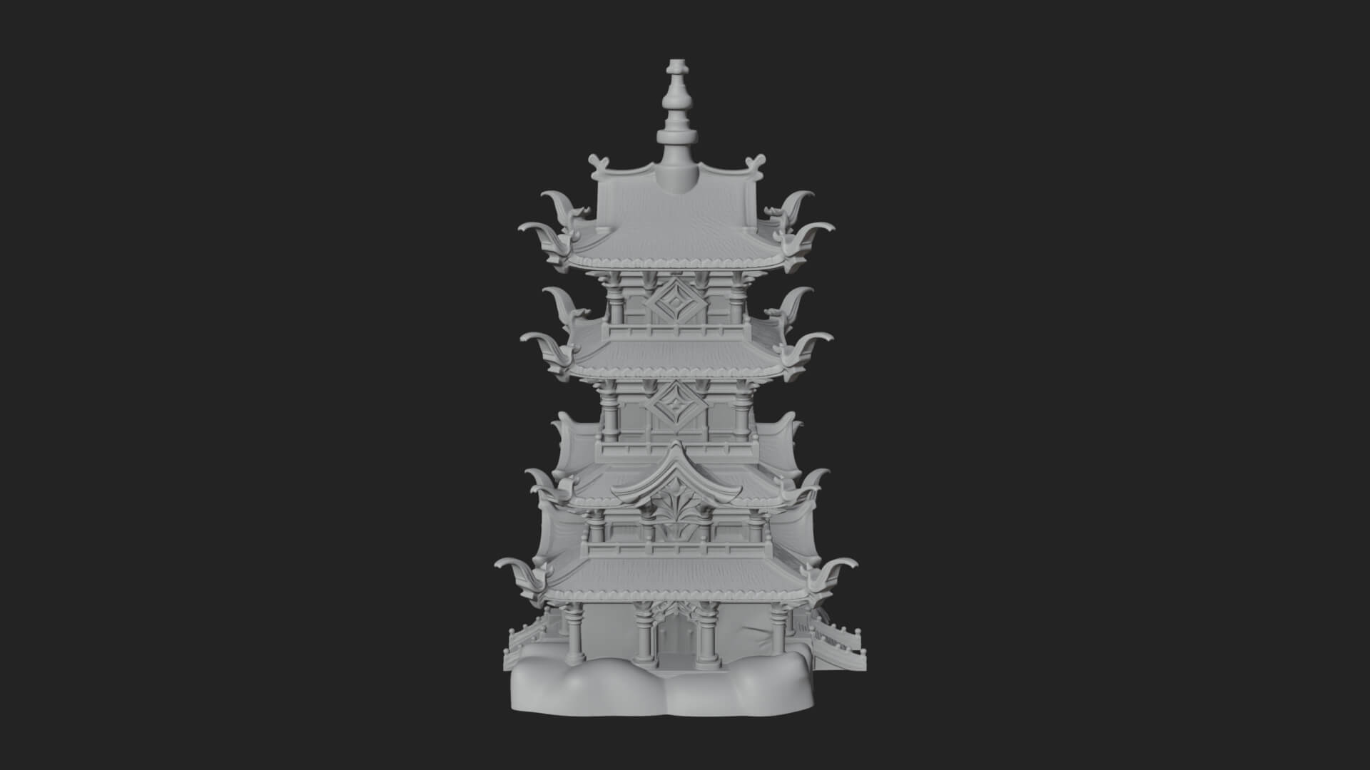 Tiered Pagoda Hall Temple Design 53 3D Print Model 3D Model