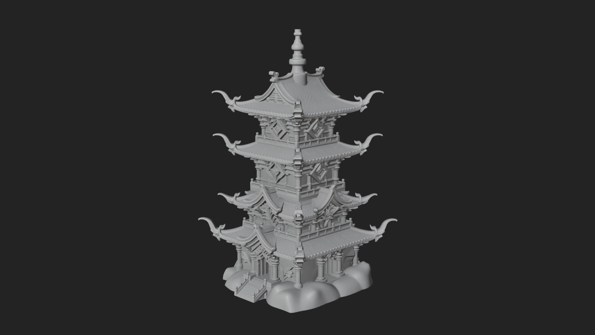 Tiered Pagoda Hall Temple Design 53 3D Print Model 3D Model