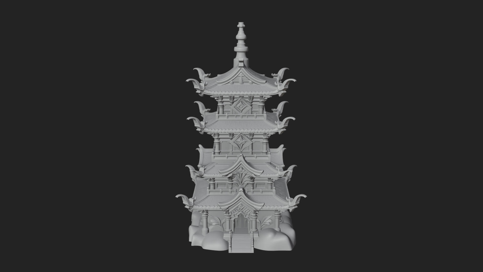 Tiered Pagoda Hall Temple Design 53 3D Print Model 3D Model