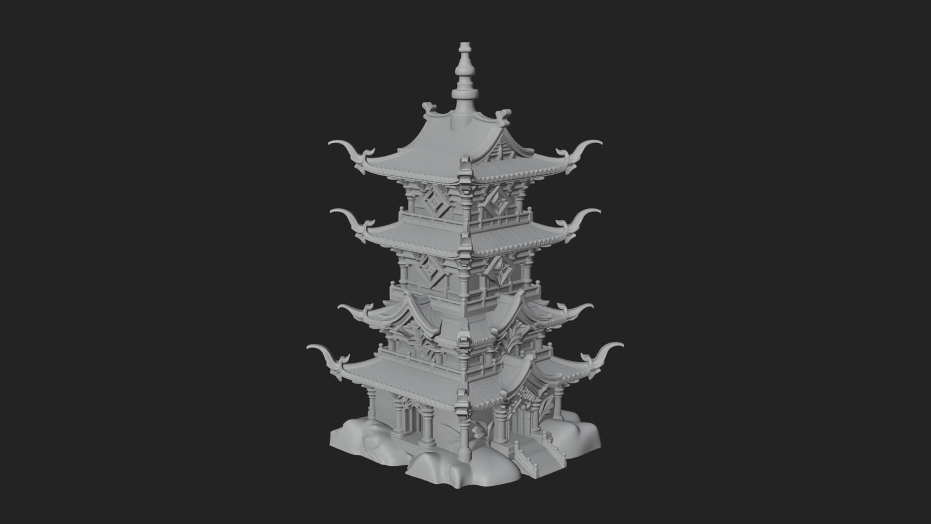 Tiered Pagoda Hall Temple Design 53 3D Print Model 3D Model