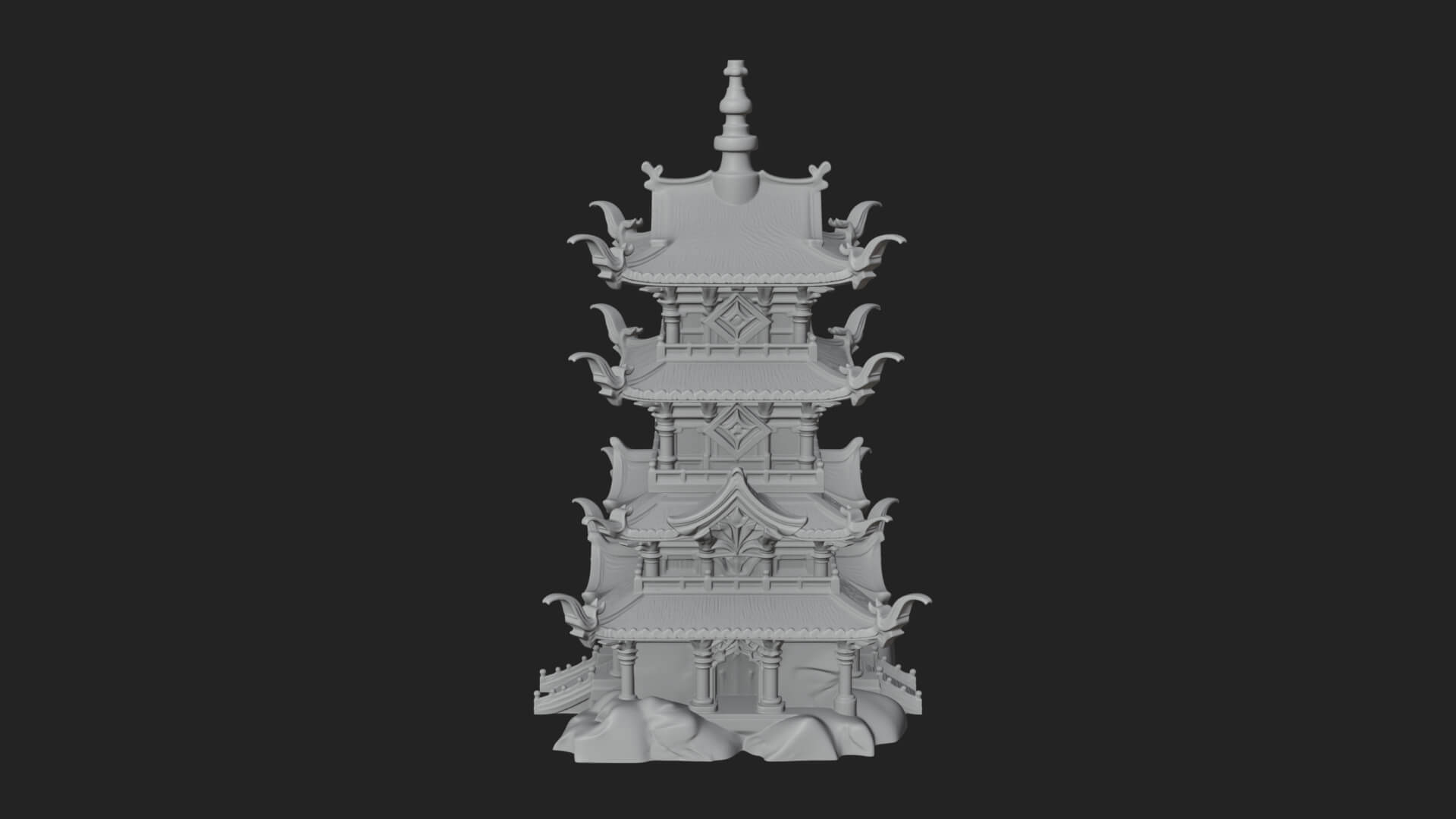 Tiered Pagoda Hall Temple Design 53 3D Print Model 3D Model