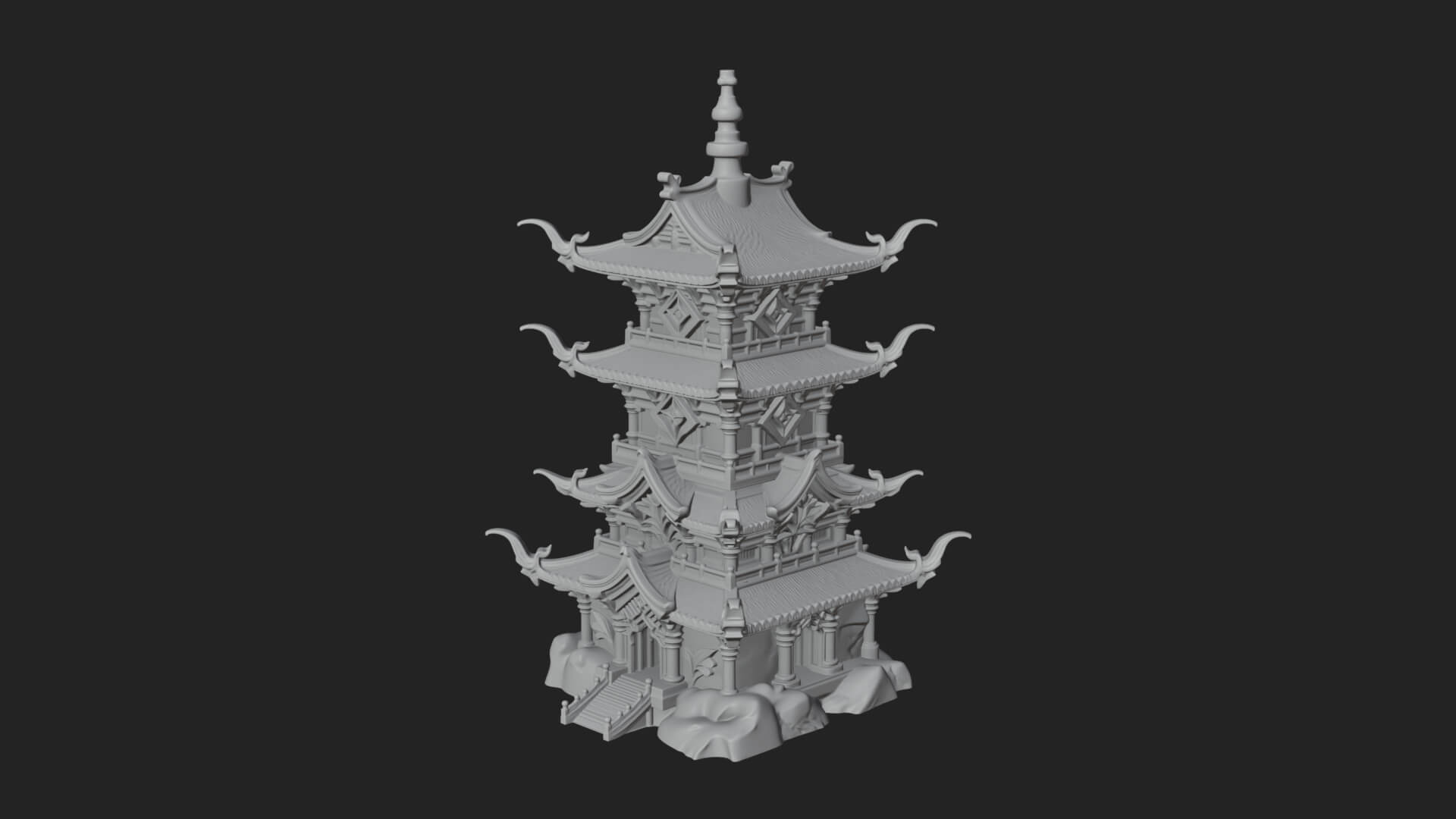 Tiered Pagoda Hall Temple Design 53 3D Print Model 3D Model
