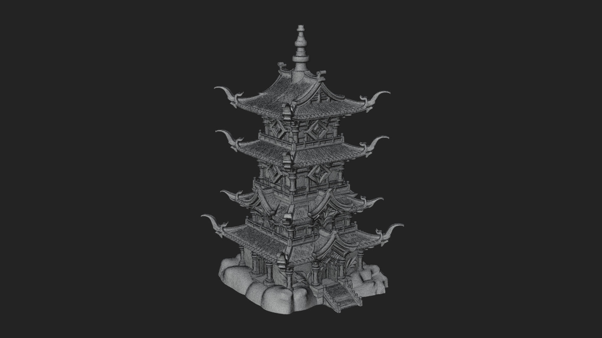 Tiered Pagoda Hall Temple Design 53 3D Print Model 3D Model