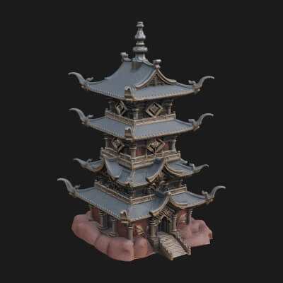 Tiered Pagoda Hall Temple Design 53 3D Print Model